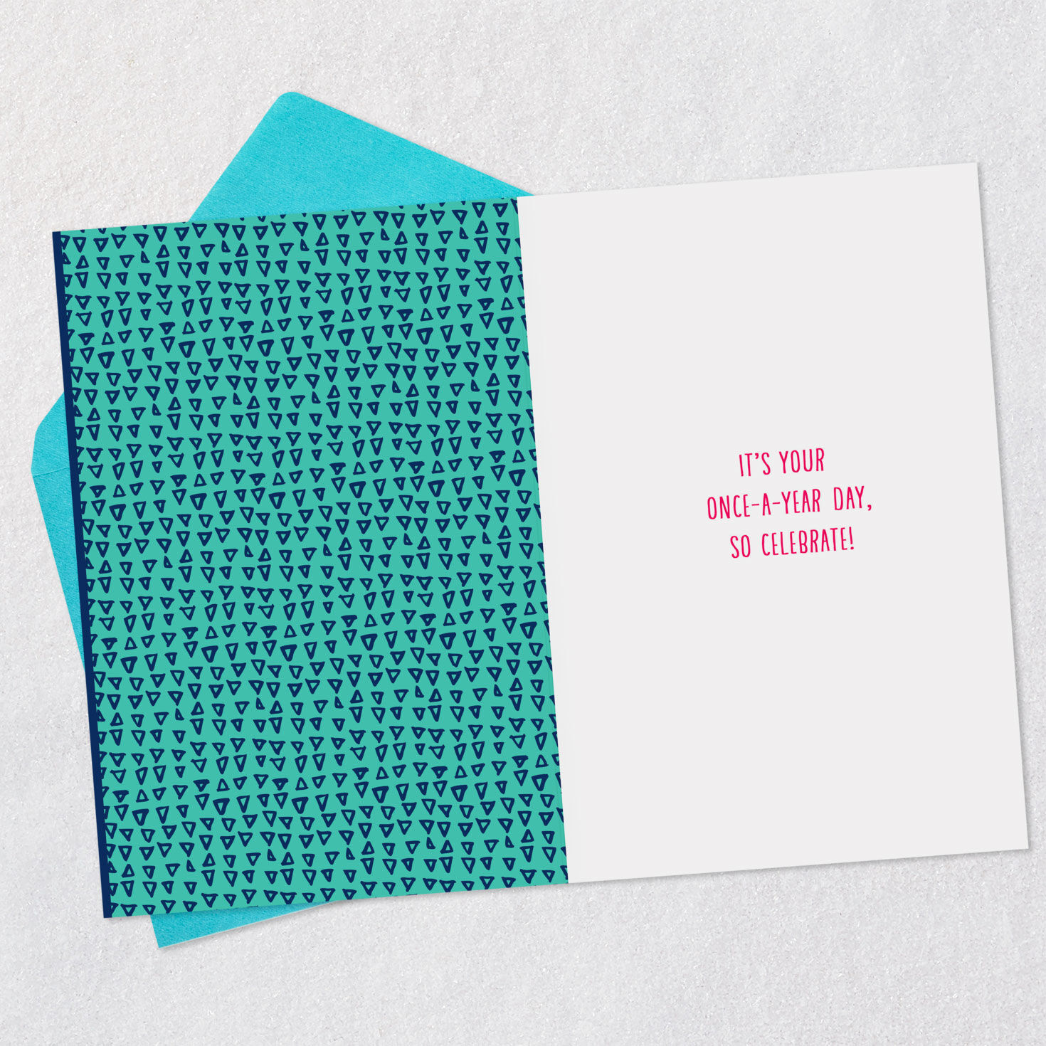 Colorful Lettering on Blue Happy Birthday Card Open card with envelope image number 3