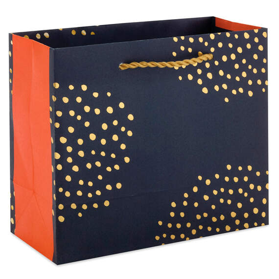 5.5" Gold Dots on Black Small Horizontal Gift Bag