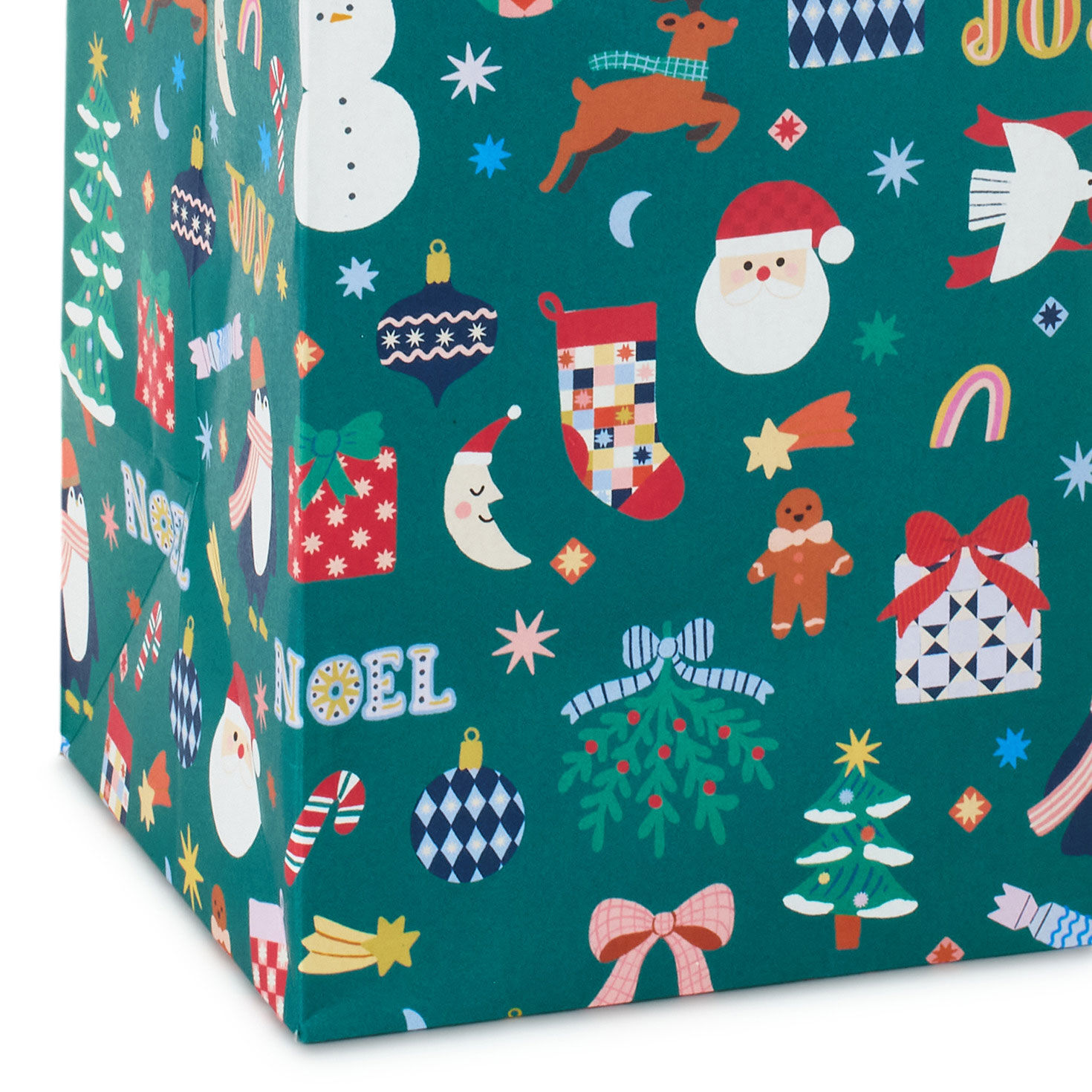 Cute Icons on Large Green Christmas Bottle Bag Base/Side Detail image number 5