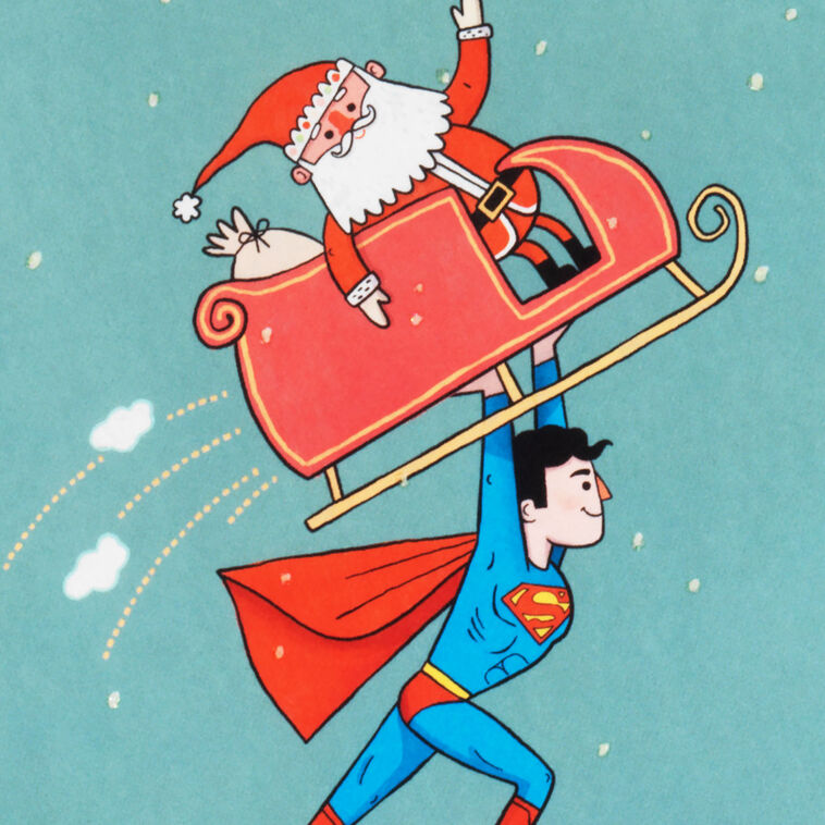 DC™ Superman™ and Santa Musical Christmas Card - Greeting Cards | Hallmark dc-superman-and-santa-musical-christmas-card-greeting-cards-hallmark