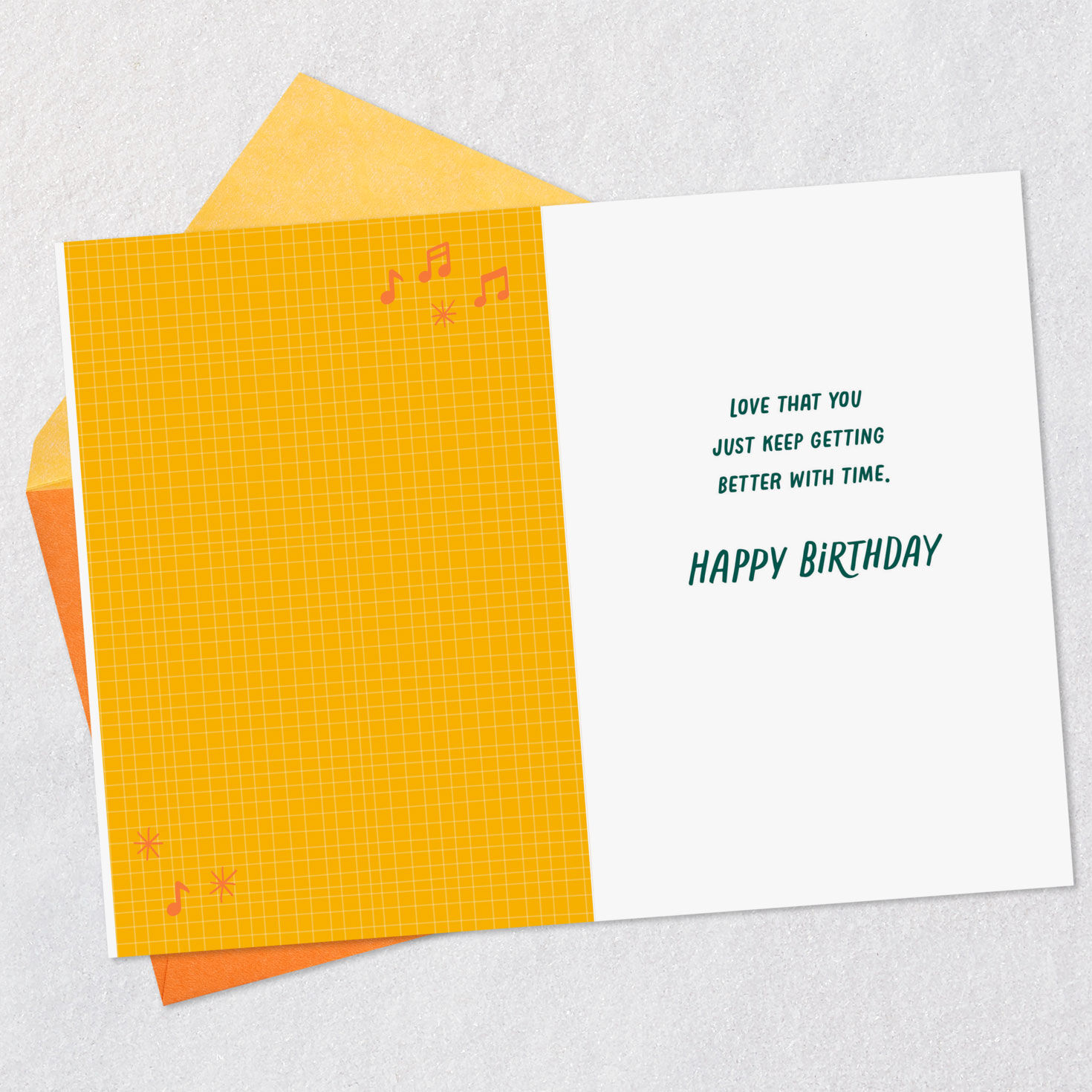 Green and Blue Record Player Grandpa Birthday Card Open card with envelope image number 3