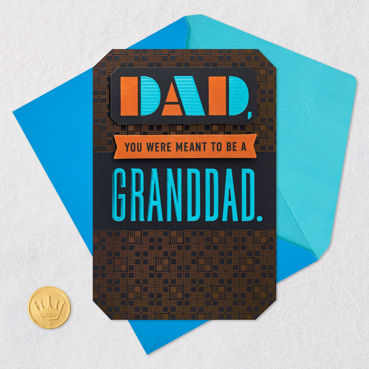 Orange and Turquoise Lettering Dad Father's Day Card Card Front with Envelope and Gold Seal image number 6