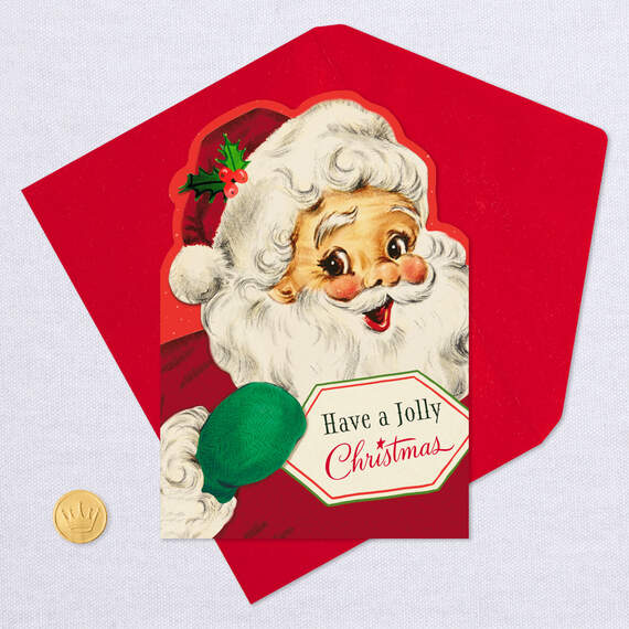 Have a Jolly Christmas Vintage Santa Christmas Card, , large image number 5