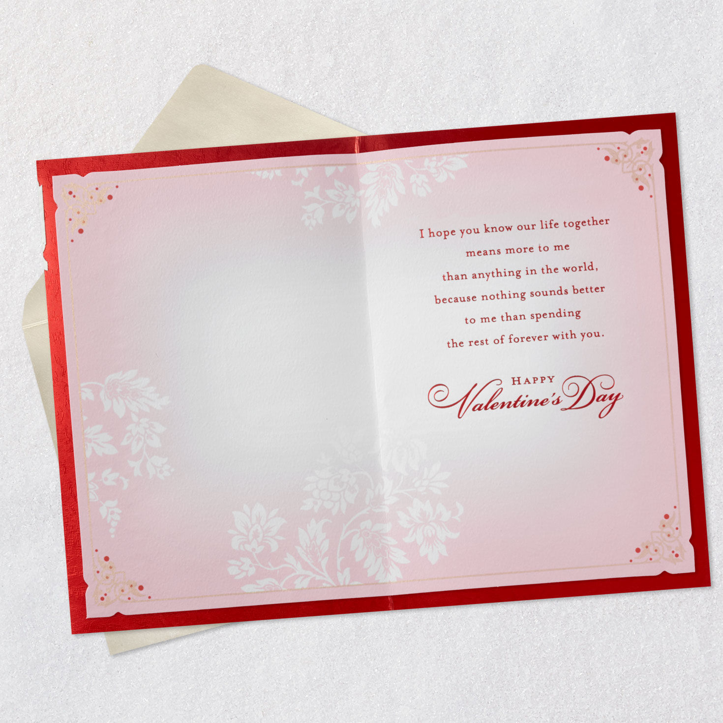 Pink and Red Elegant Valentine's Day Card for Wife Open card with envelope image number 3