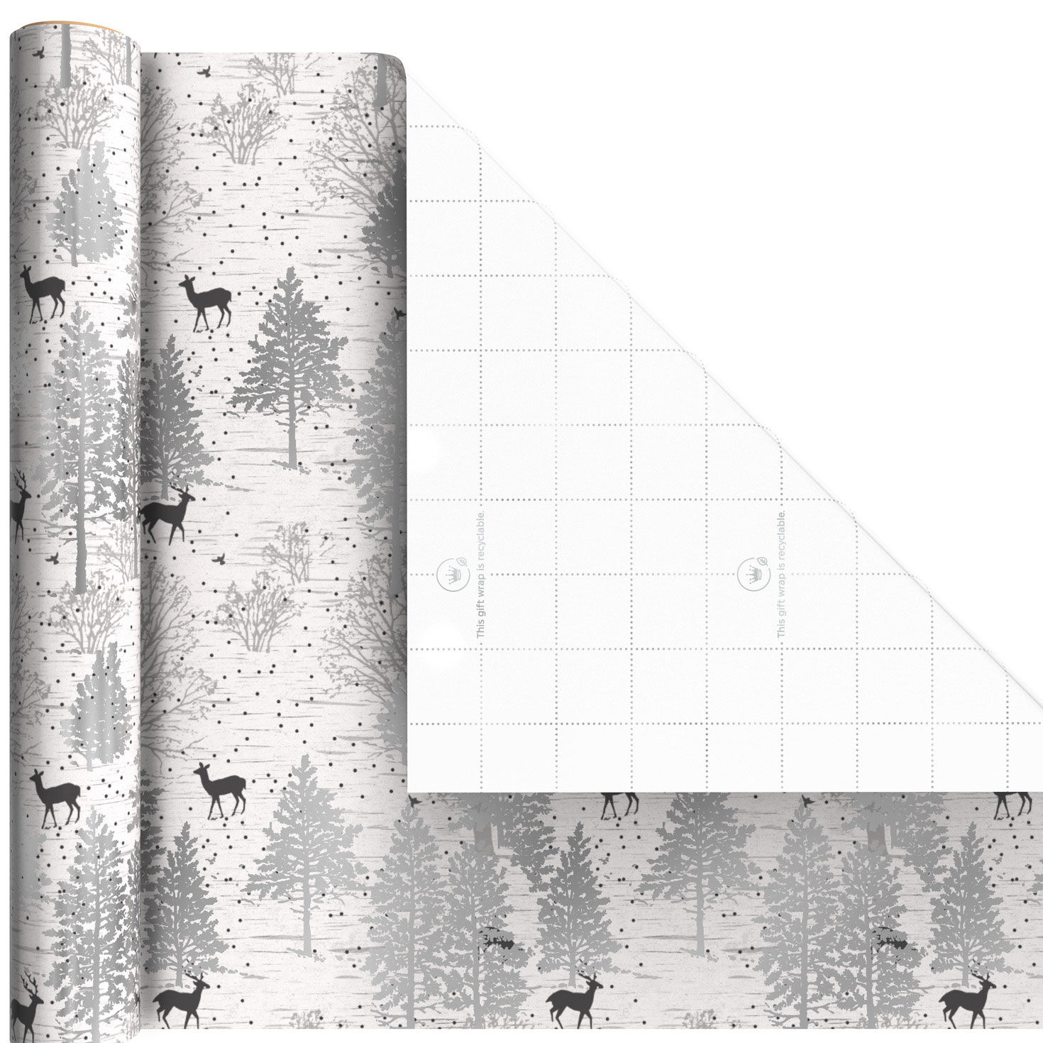 Blue Winter Trees 3-Pack Mini Xmas Gift Wrap Rolls Wrap Square image number 6