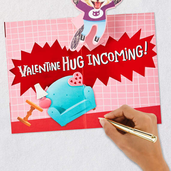 Valentine Hug Incoming Funny Pop-Up Valentine's Day Card, , large image number 6