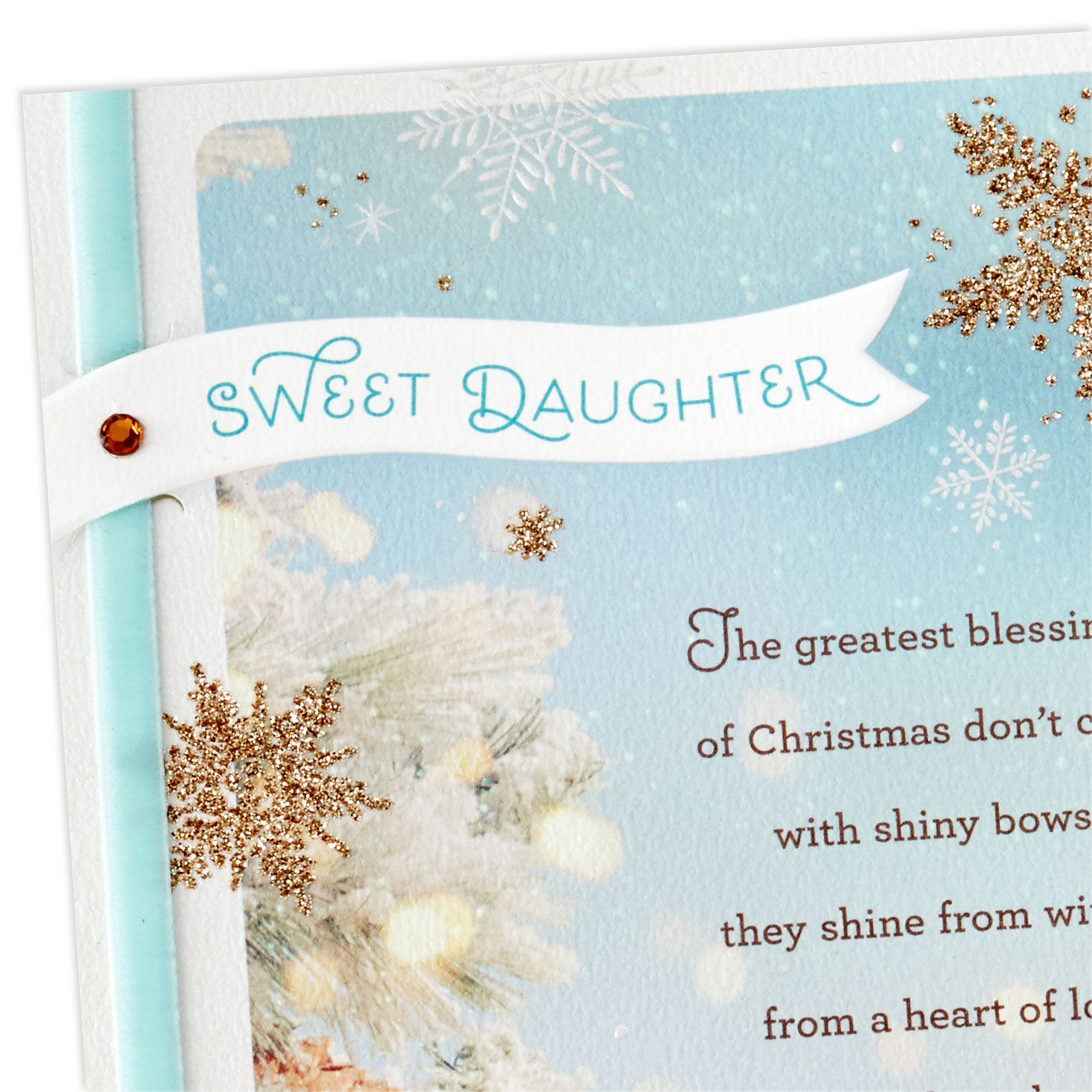 Sparkly Snowflakes Religious Christmas Card for Daughter Card Front Detail image number 5