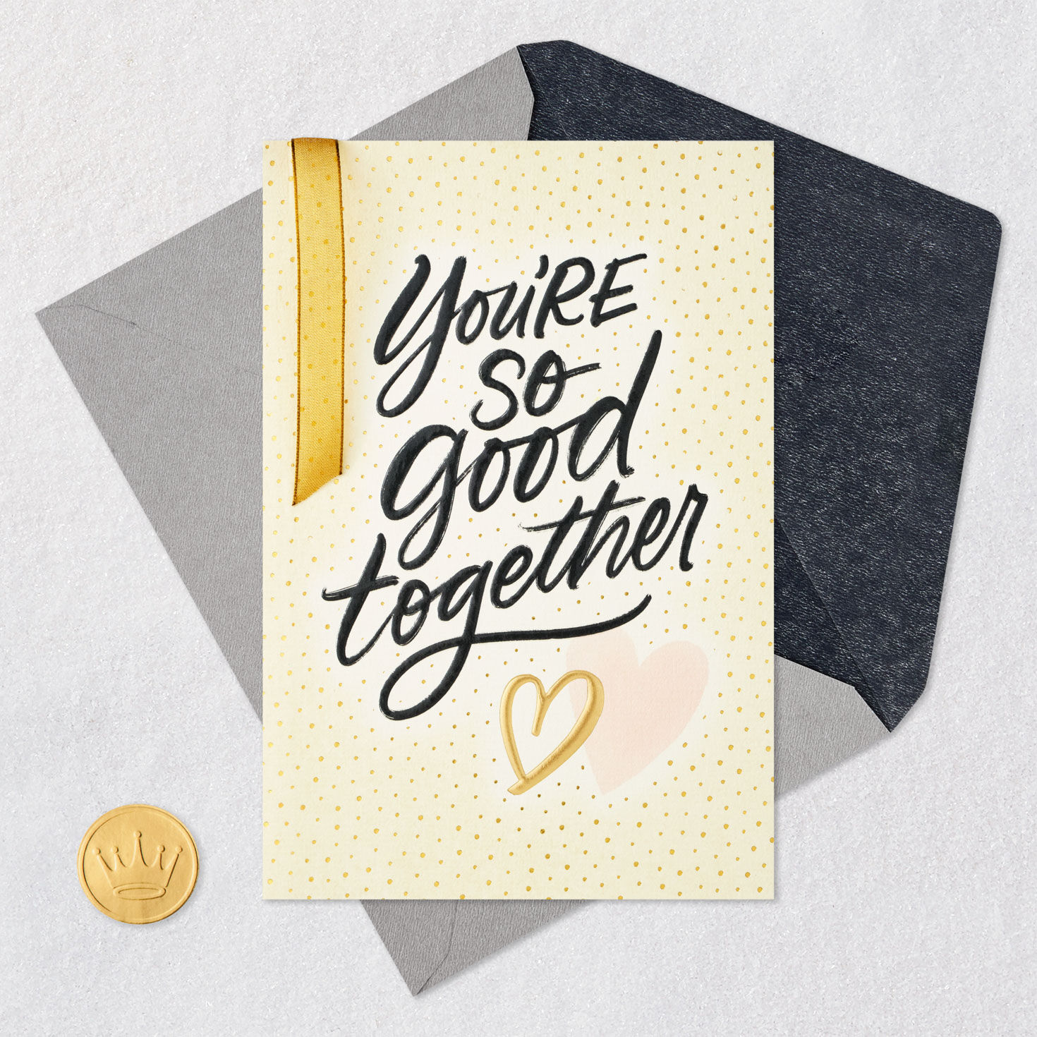 Gold and Ivory Anniversary Card for Couple Card Front with Envelope and Gold Seal image number 5