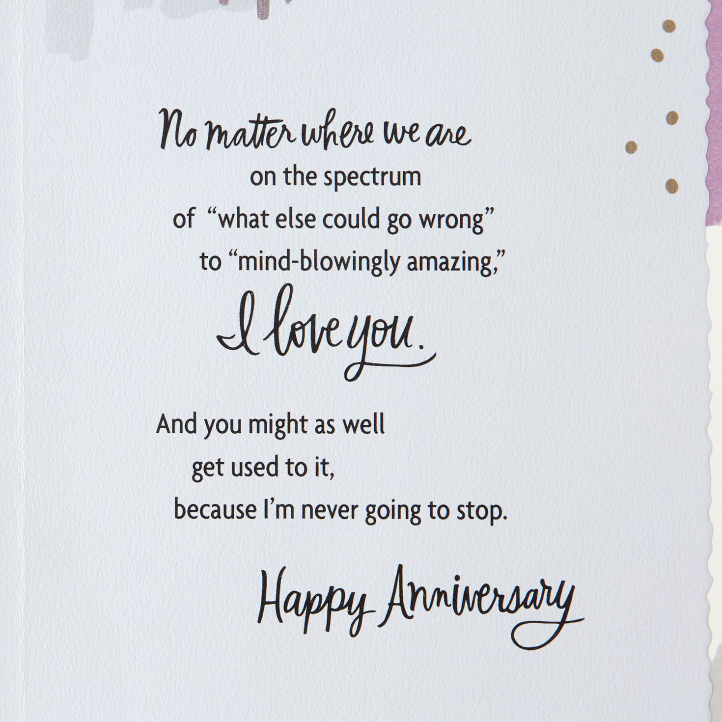 Abstract Shapes in Gold, Lavender and Gray Anniversary Card for Spouse  image number 3