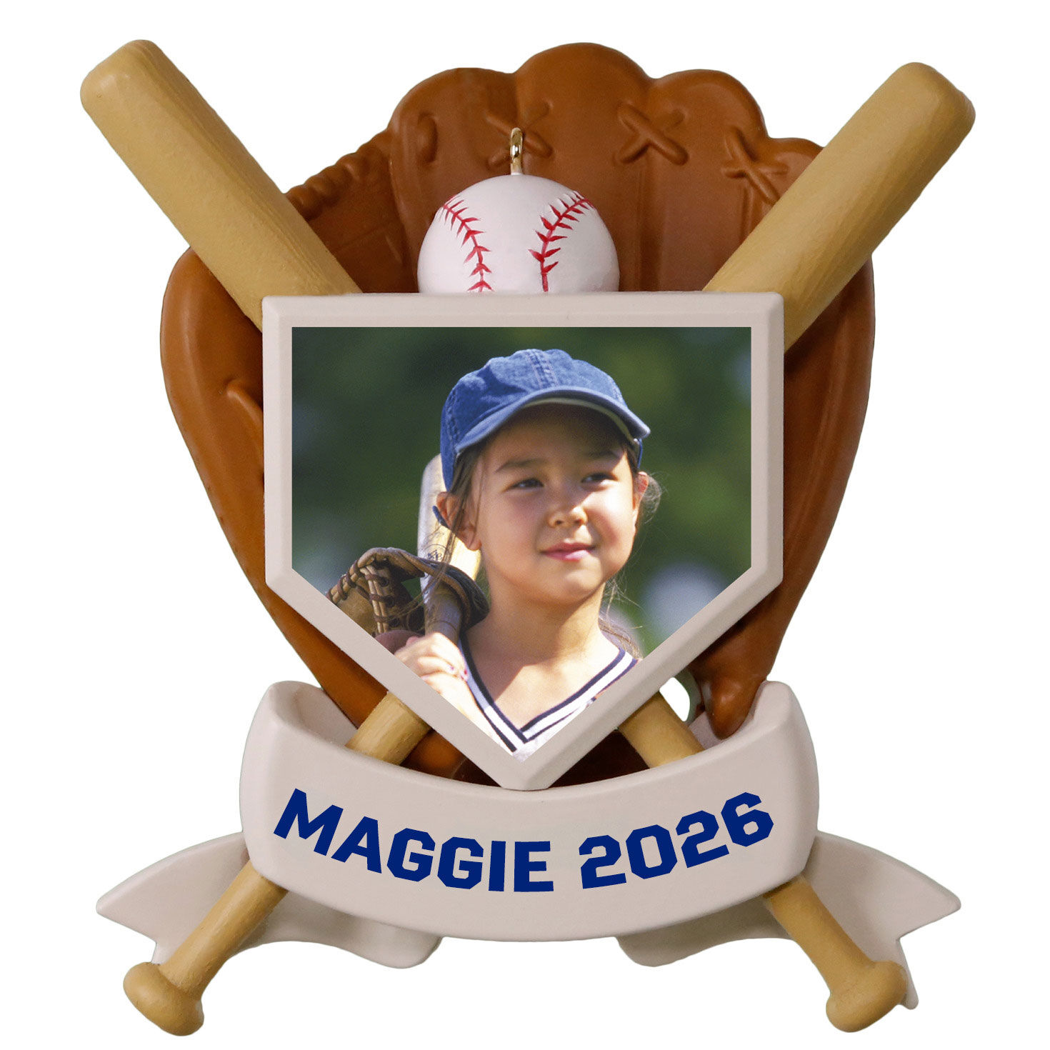 America's Pastime Baseball Personalized Ornament, Custom Photo and Text