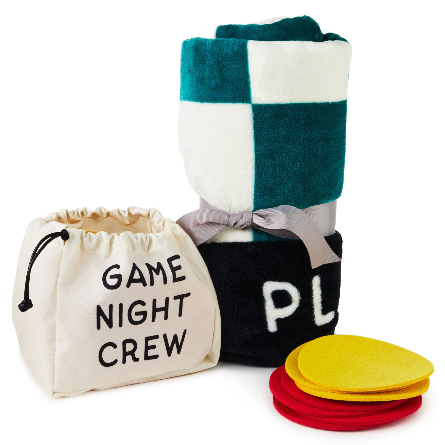 Game Night Checkerboard Blanket With Playing Pieces