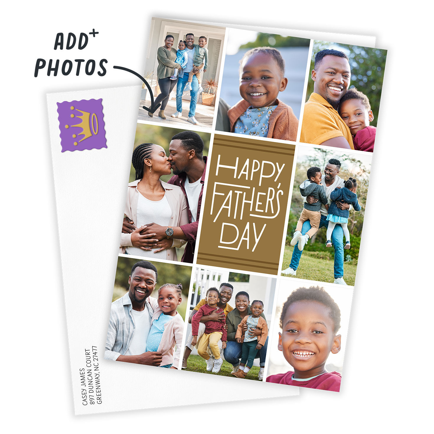 Photo Grid Personalized Father's Day Card Card Front with Envelope image number 2