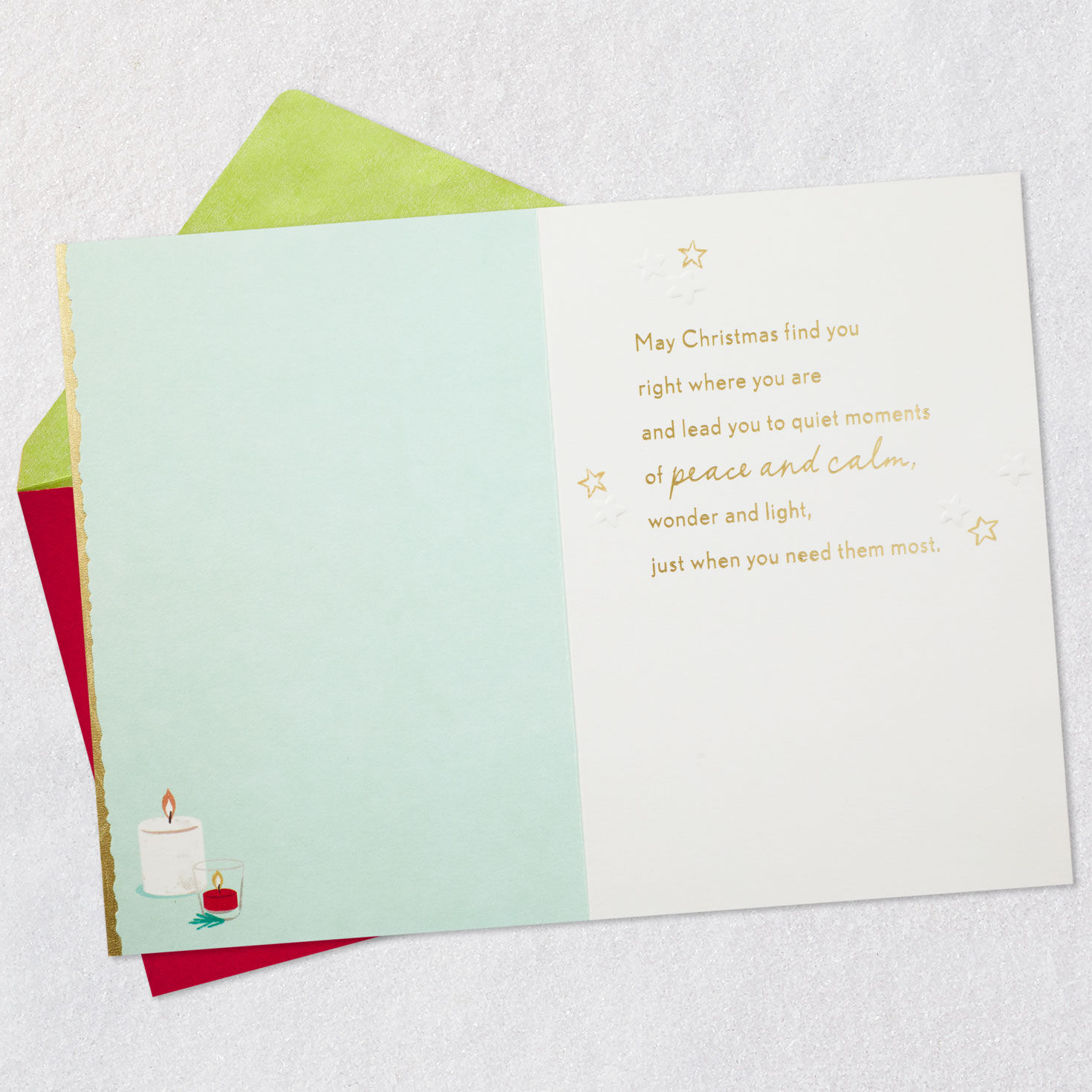 Fir Tree and Holly Christmas Card Open card with envelope image number 3