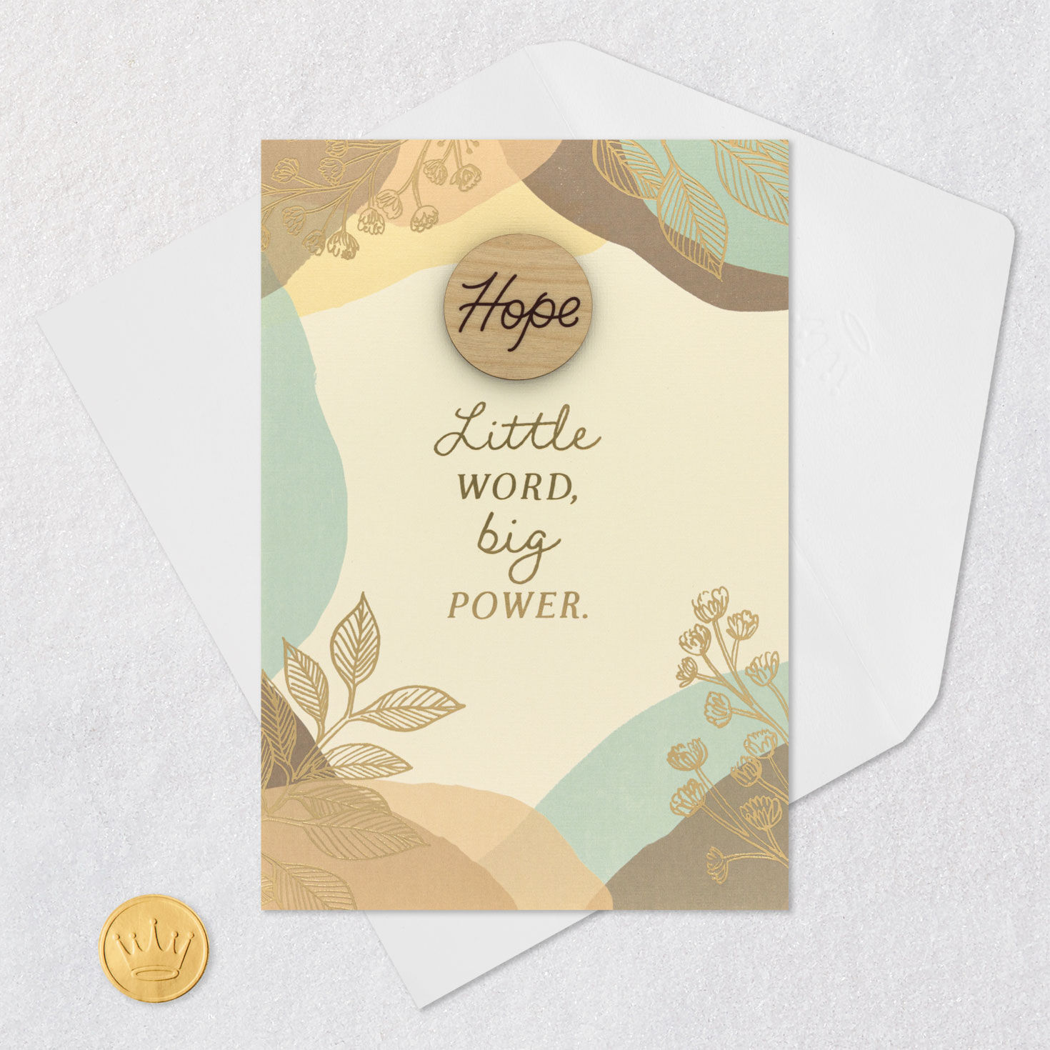 Abstract Botanicals Encouragement Card With Token Card Front with Envelope and Gold Seal image number 7