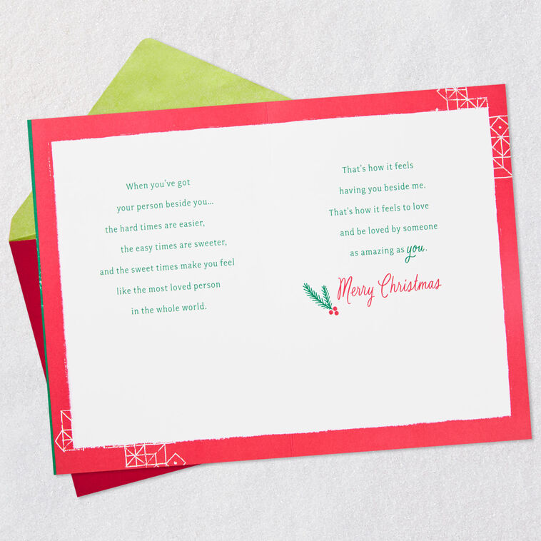 Festive Holiday Stockings Wife Christmas Card Open card with envelope image number 4