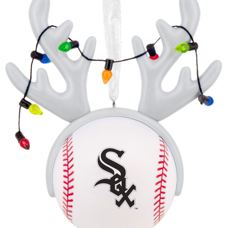 White Sox Reindeer Baseball Christmas Ornament closeup view image number 5
