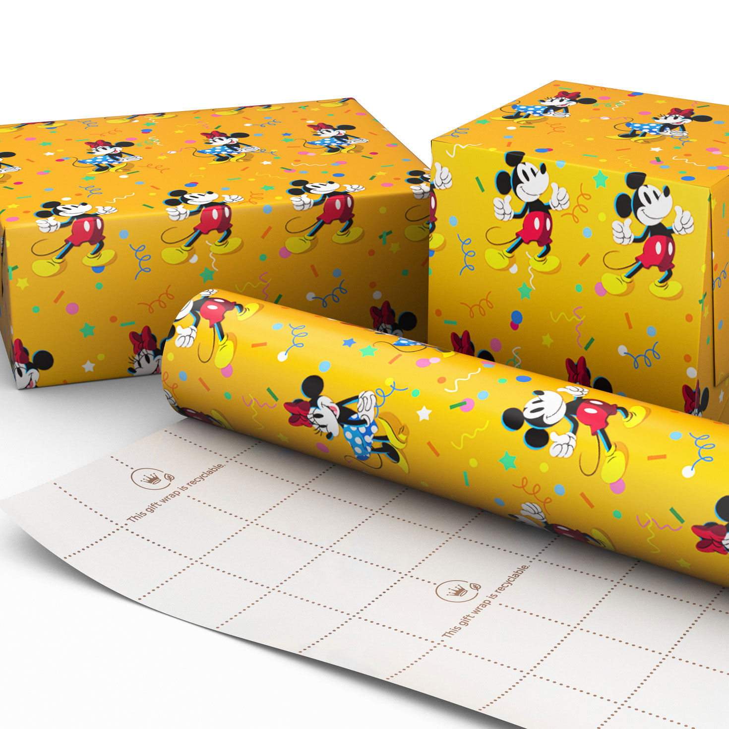 Disney Mickey and Minnie on Yellow Wrapping Paper Roll, 17.5 sq. ft., , large image number 2
