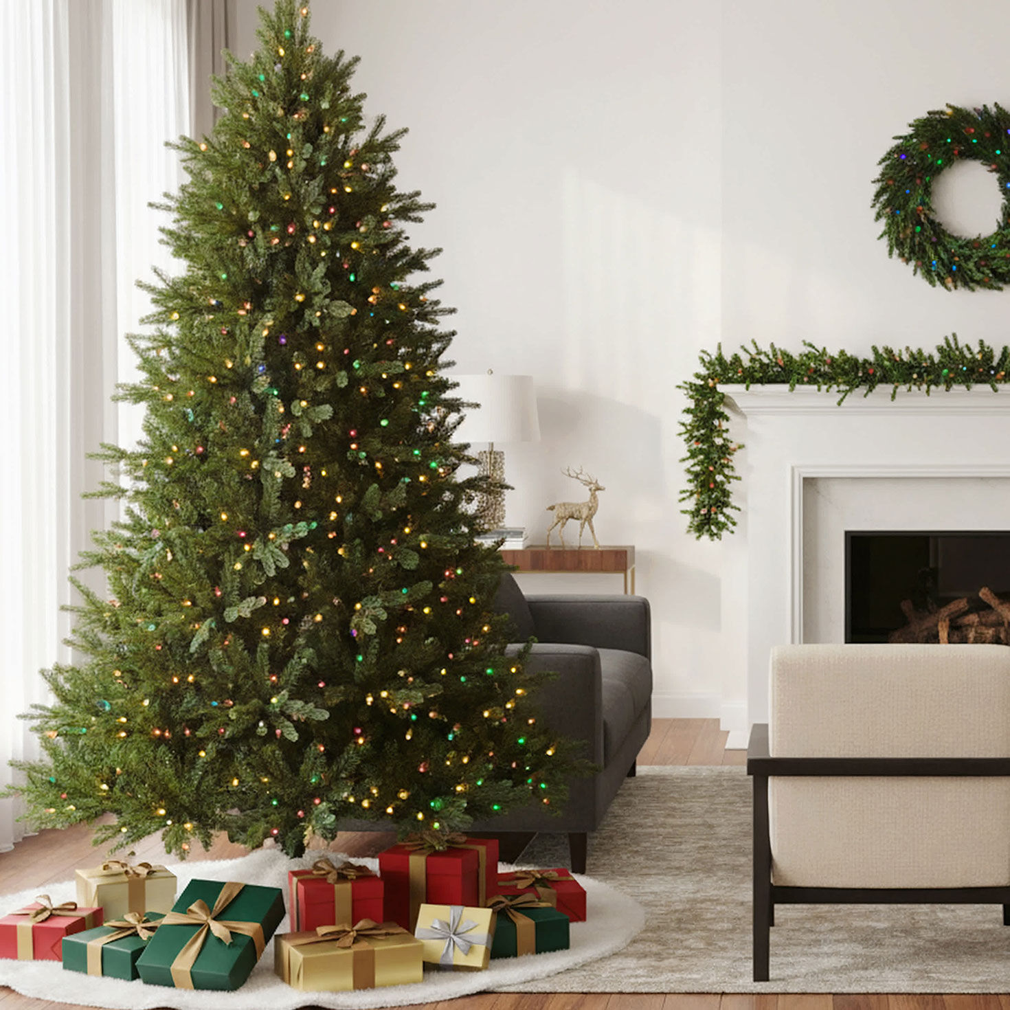 Natural Cut "Hallmark" Fir Tree 7.5' 1400 LED Lights in use image number 3
