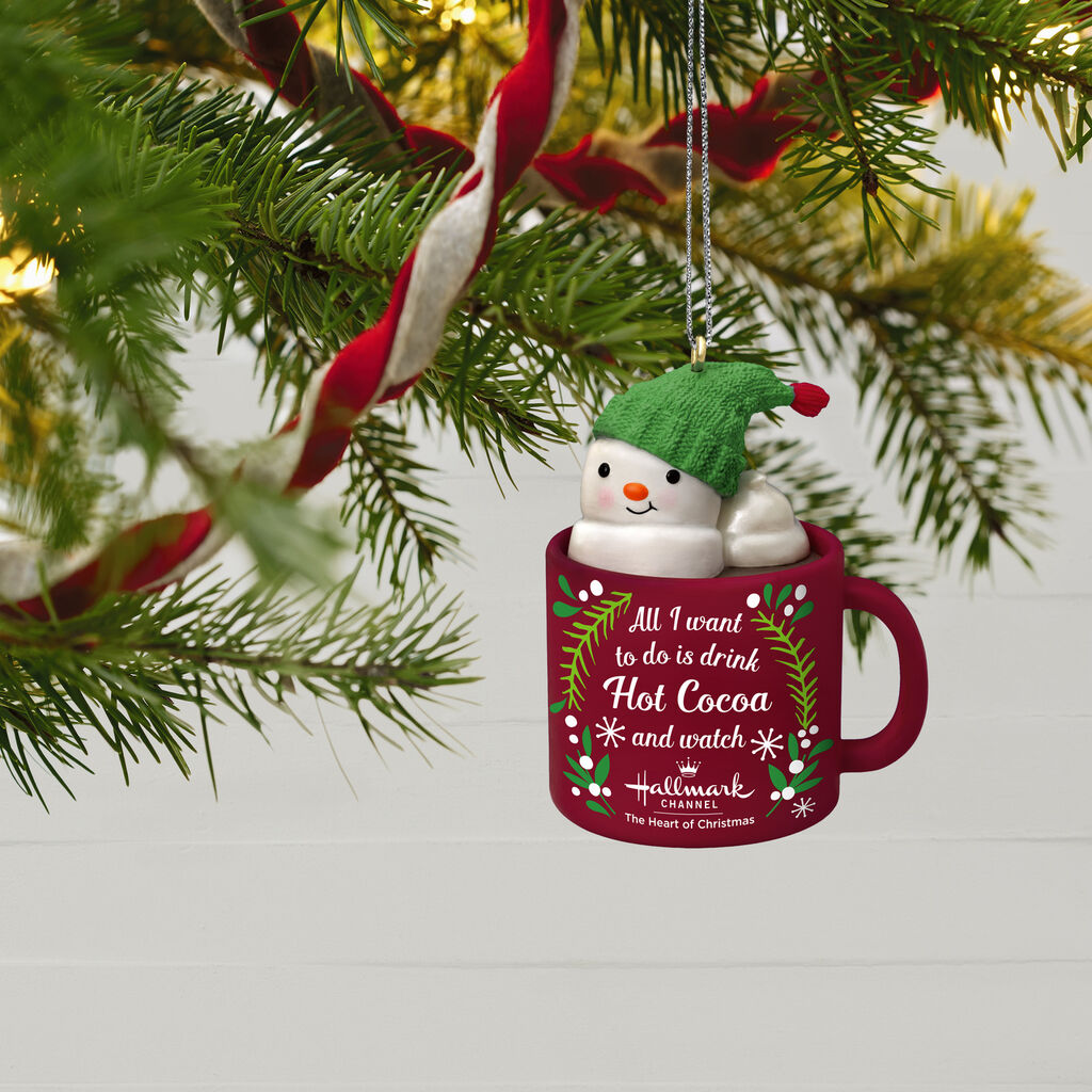 I Love Hallmark Channel Snowman In Mug Ornament