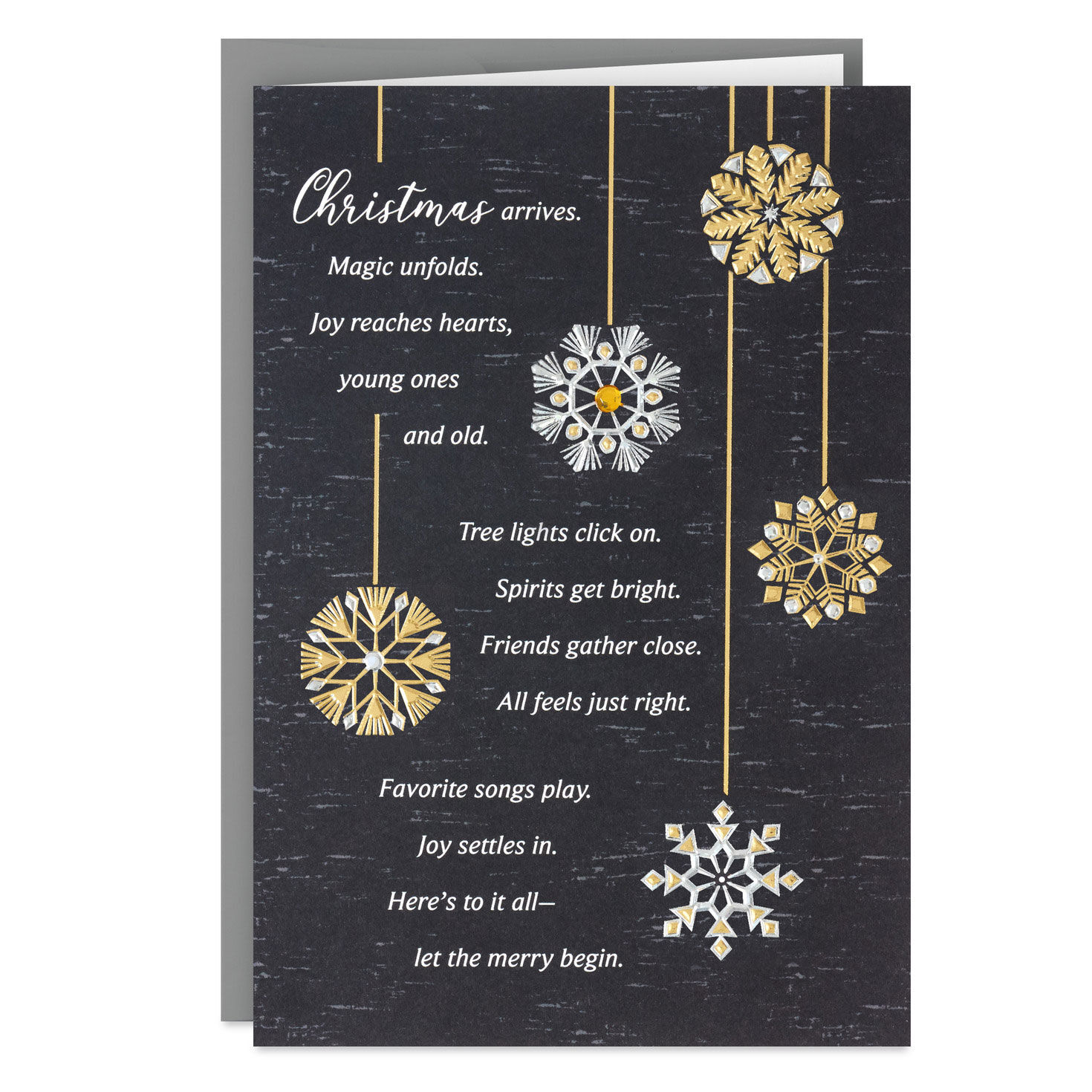 Foil Ornaments on Black Boxed Christmas Cards Pack Card Front with Envelope image number 2