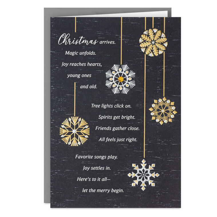 Foil Ornaments on Black Boxed Christmas Cards Pack Card Front with Envelope image number 2
