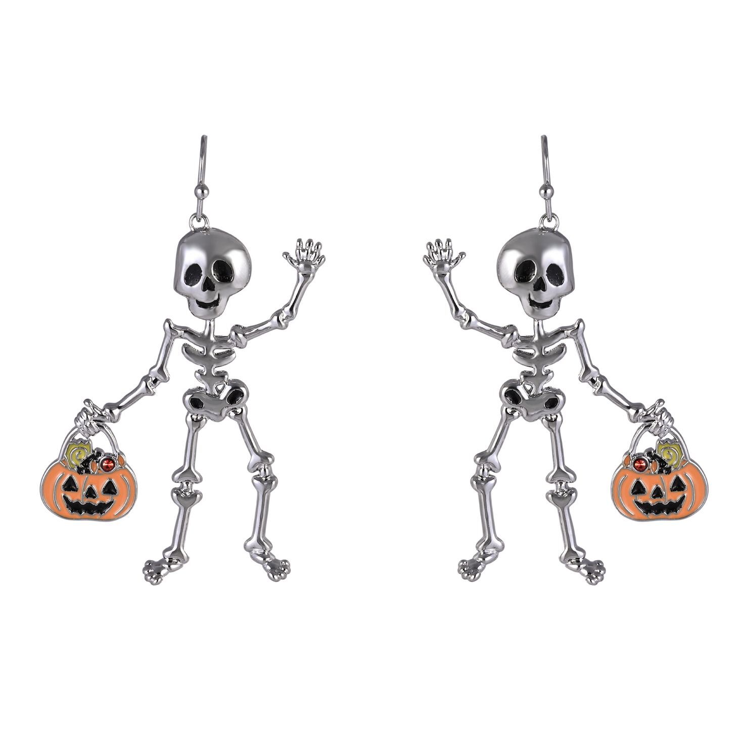 Friendly Skeleton and Candy Bucket Earrings front image number 3