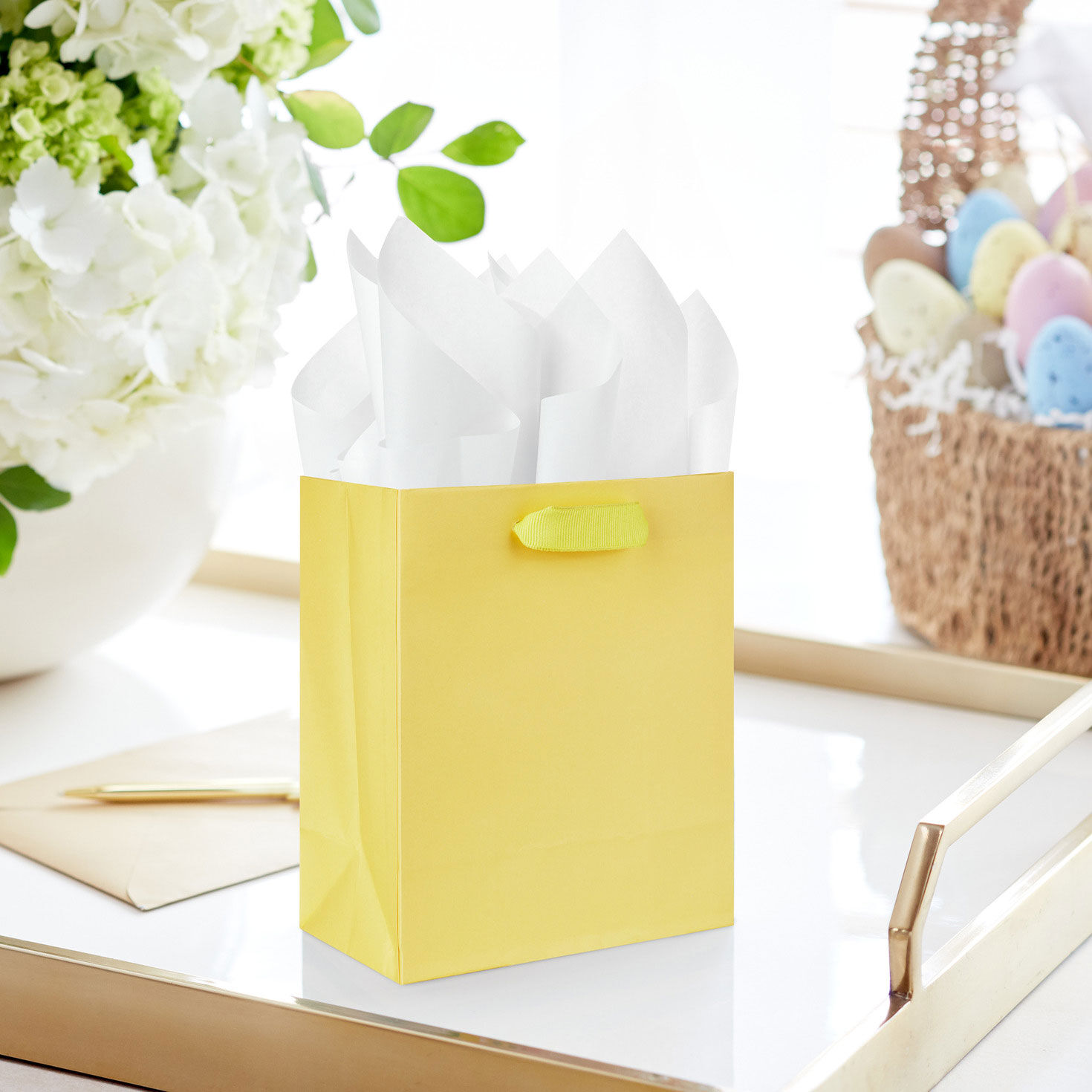 Solid Yellow Small Gift Bag in use image number 2