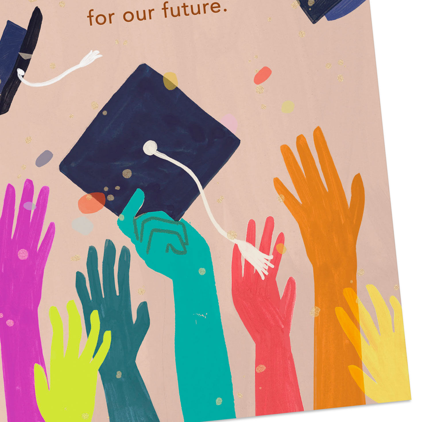 Hands Tossing Caps Money Holder Graduation Card Card Front Detail image number 6