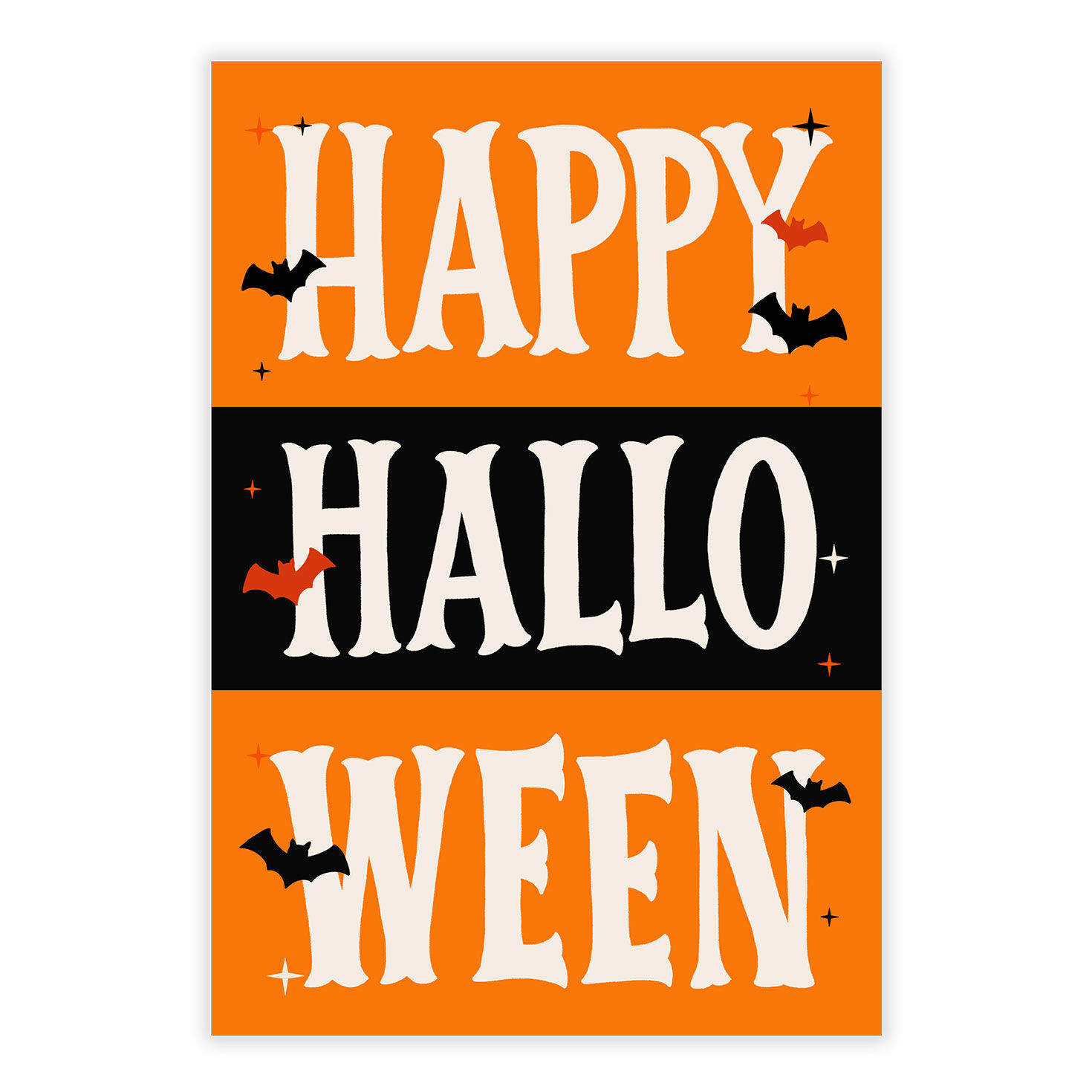 Large Letters and Stripes Personalized Halloween Card  image number 2