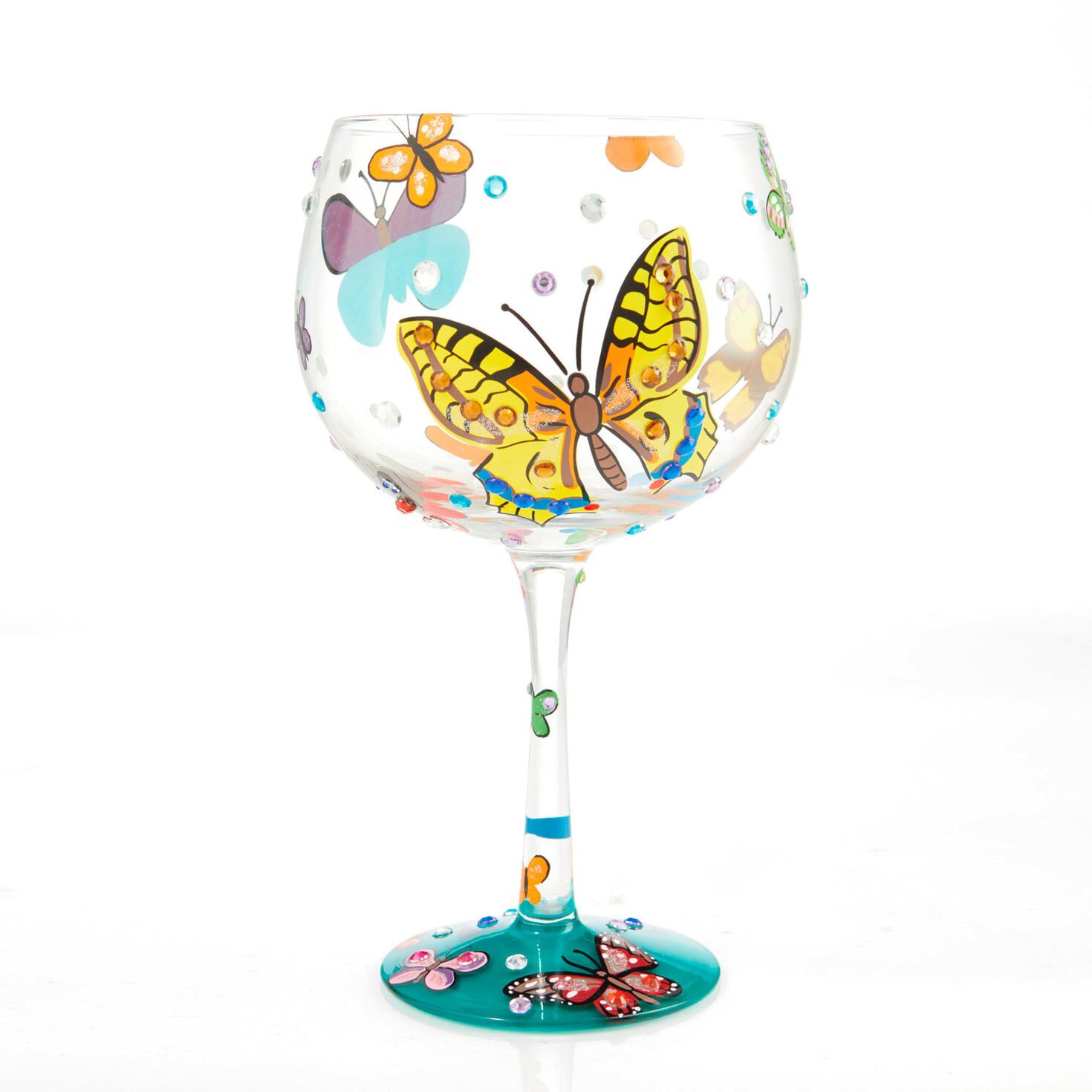 Personalised Wine Glass Gift Box Butterfly 18 21 Birthday Mother Hand Painted