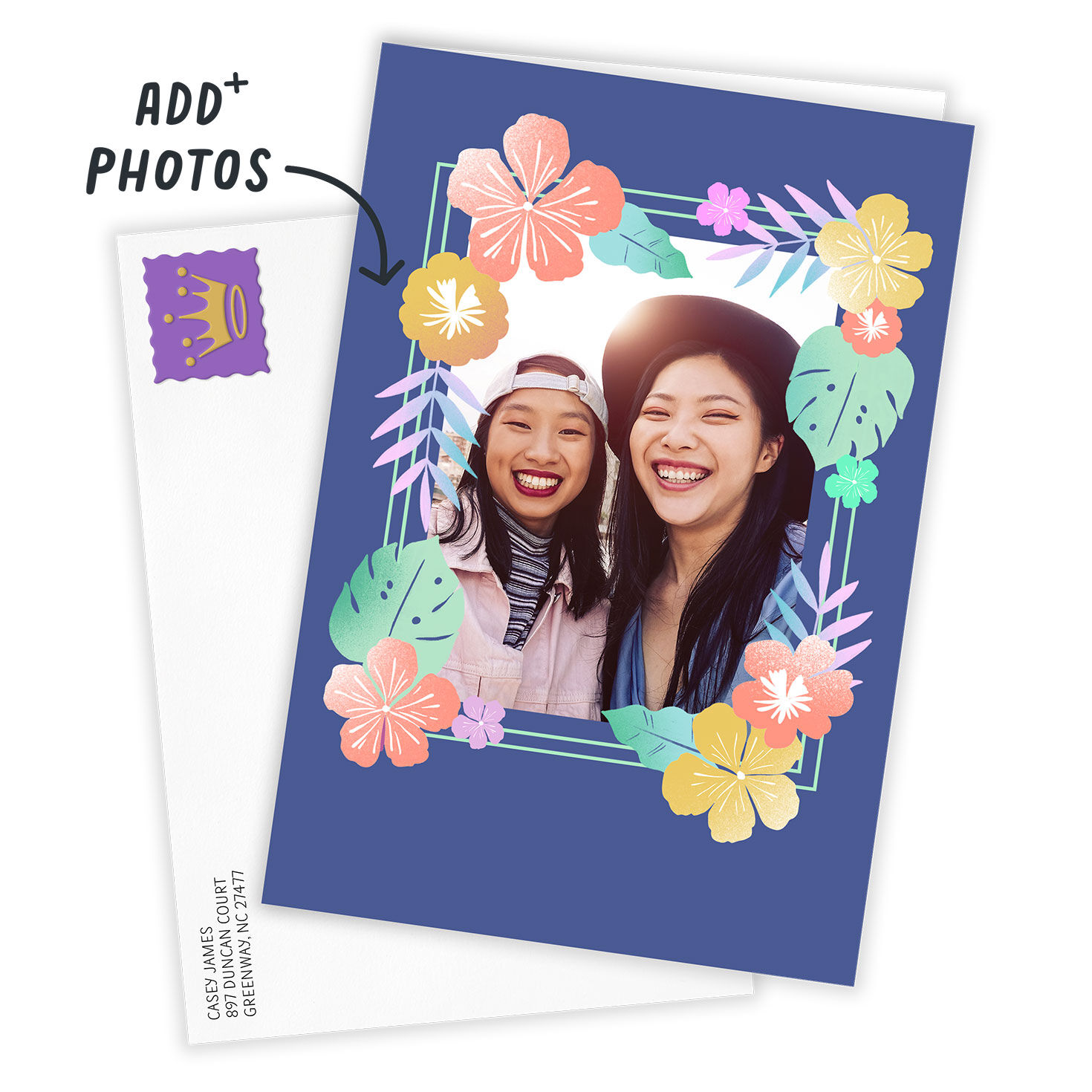 Bold and Bright Floral Frame Custom Card, , large image number 2