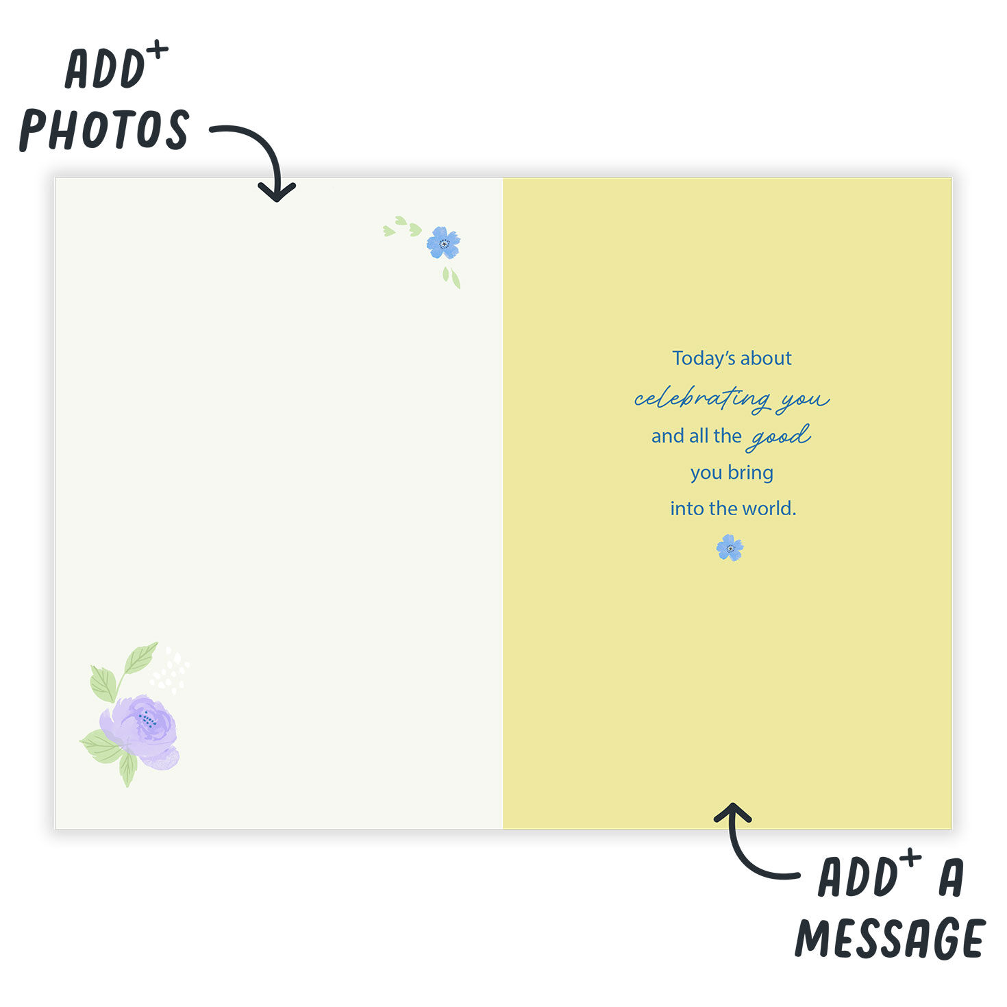 Pastel Flowers Wreath Personalized Mother's Day Card Open Card indicating personalization image number 3