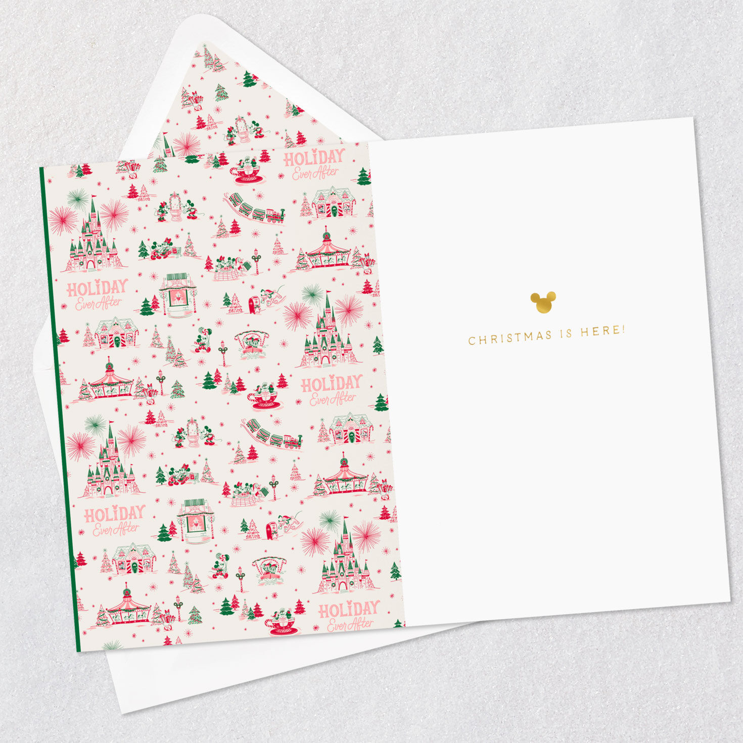 Disney Holiday Ever After Movie Ears Christmas Card Open card with envelope image number 3