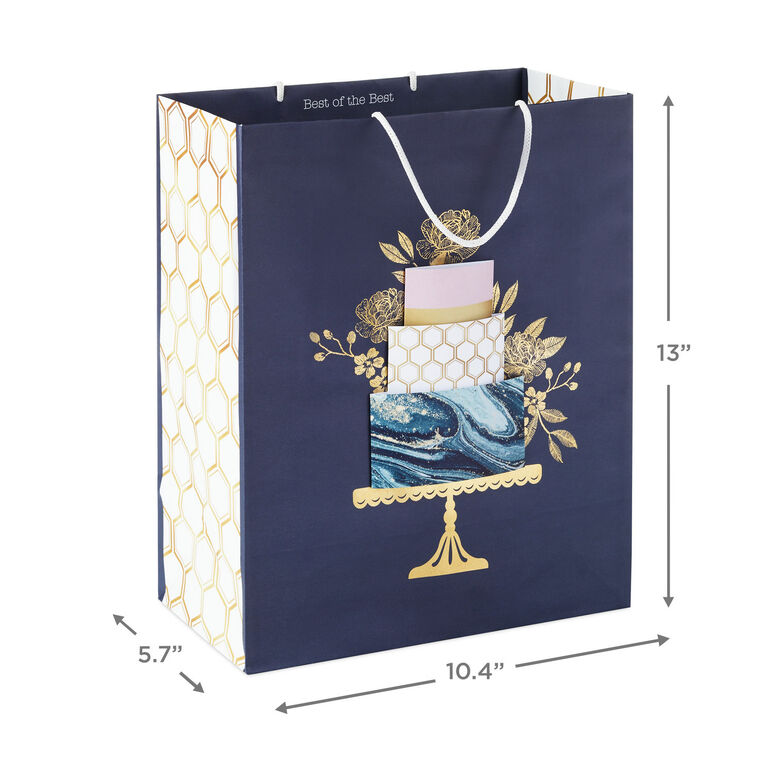 Elegant Cake Large Blue Gift Bag measurement image number 3