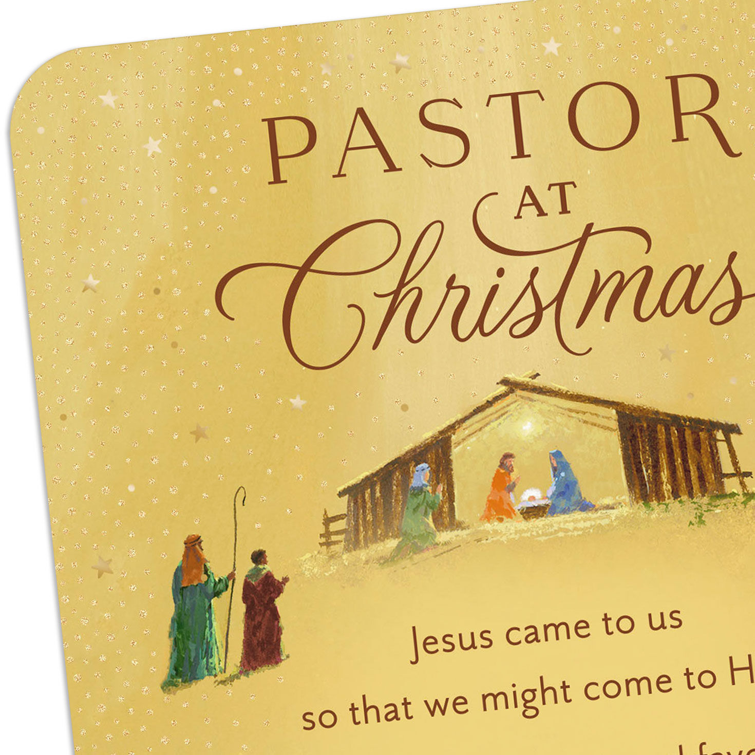 Simple Manger Religious Christmas Card for Pastor Card Front Detail image number 5