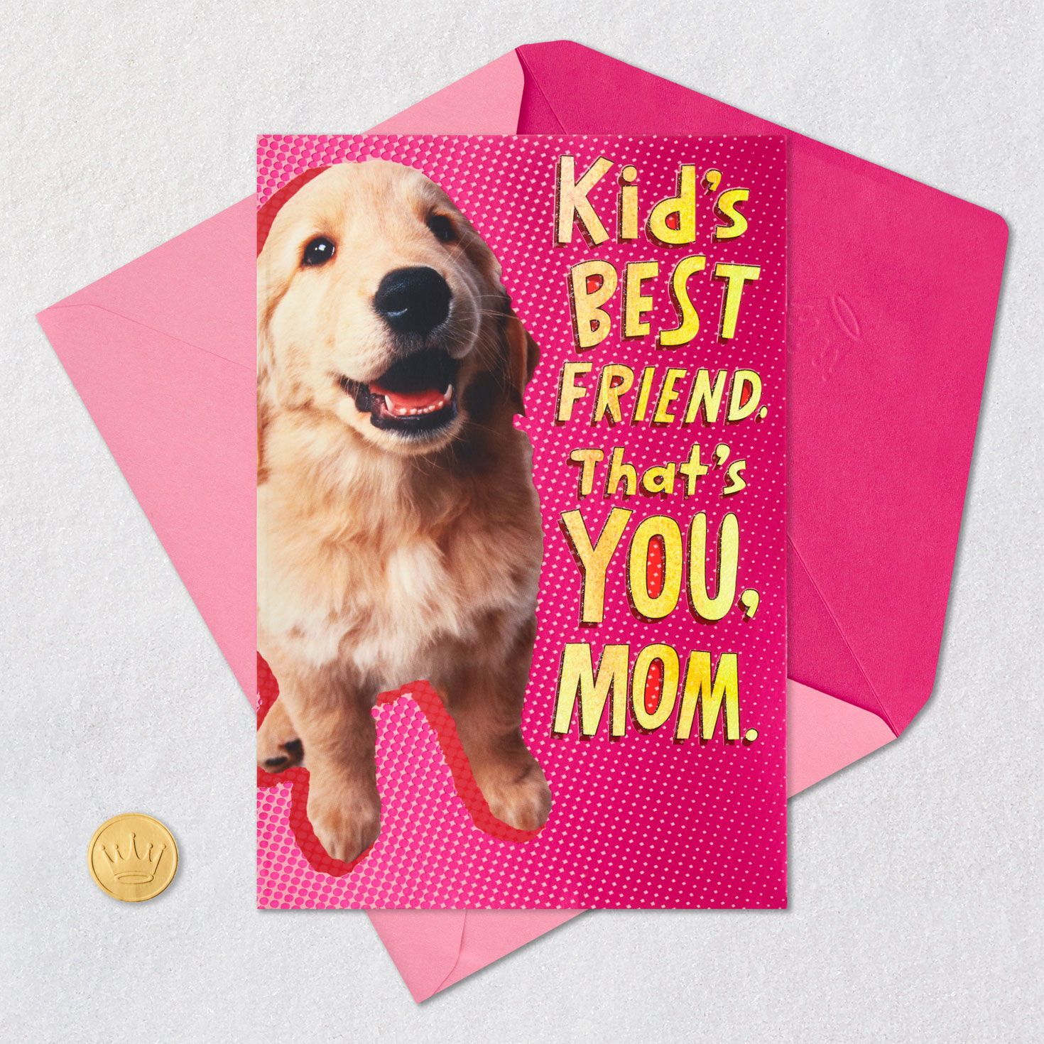Golden Retriever Puppy on Pink Mother's Day Card  image number 5