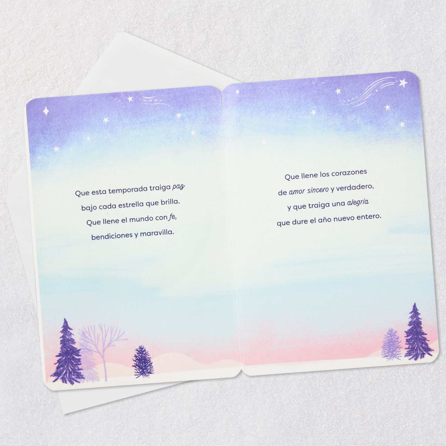 Woodland Snow Globe Christmas Card in Spanish Open card with envelope image number 4