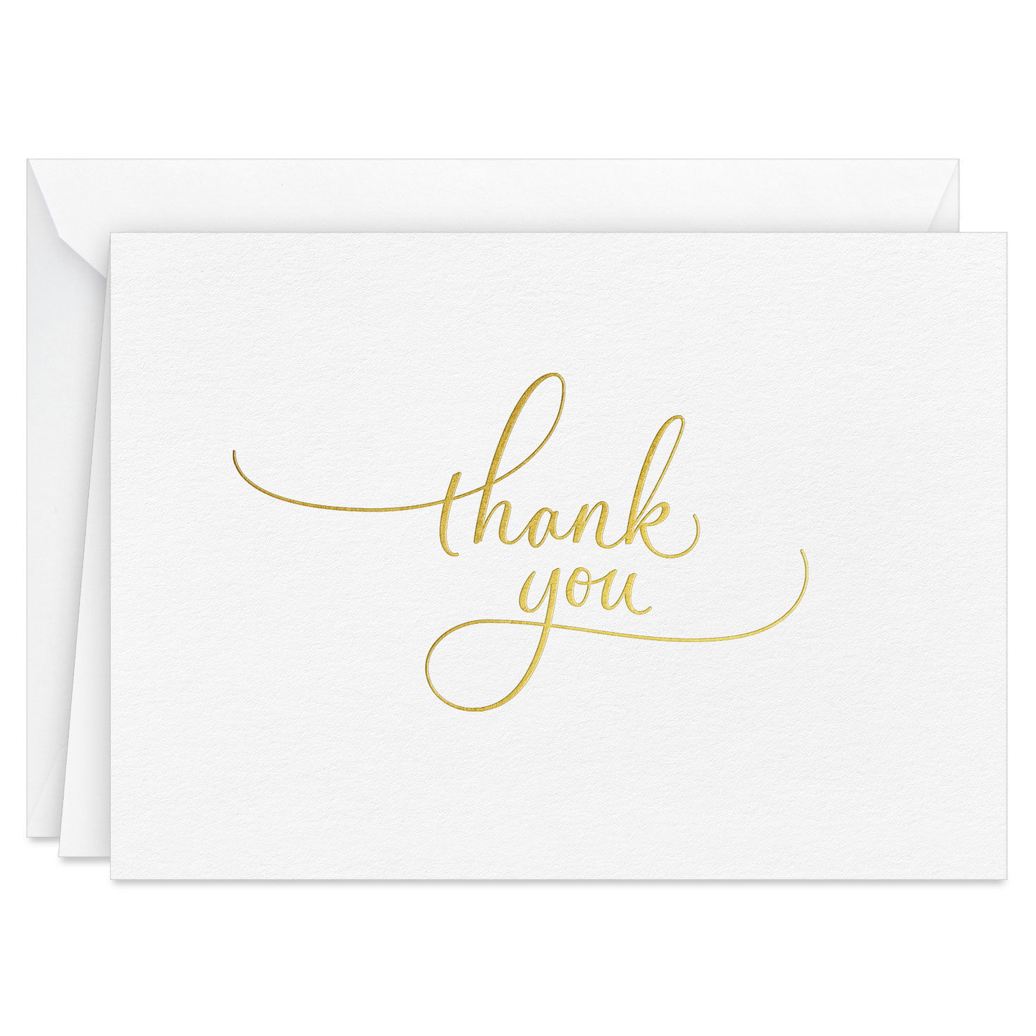 Gold Foil on White Blank Thank You Note Cards Pack  image number 2