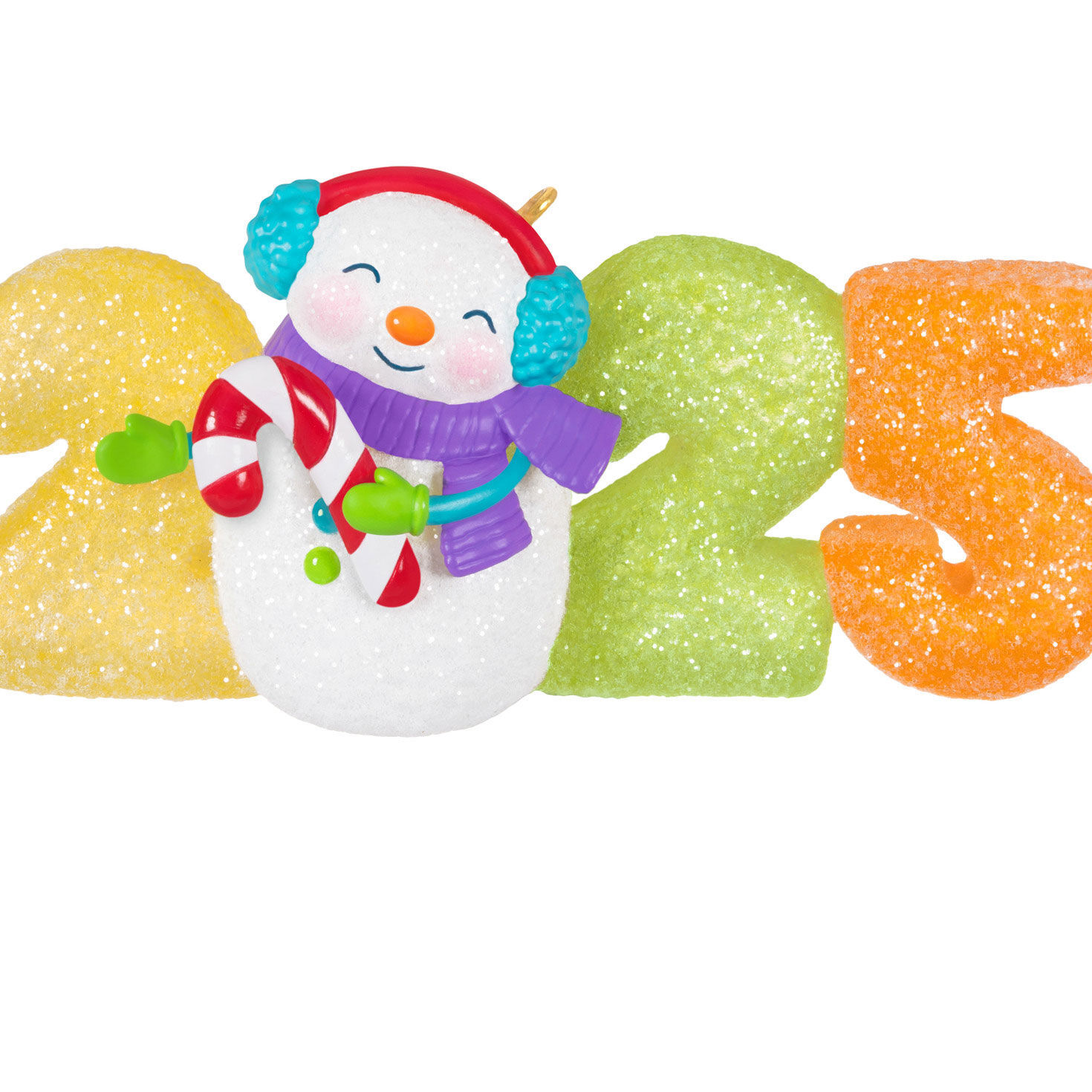 Snowman Gumdrop Numbers 2025 Keepsake Ornament closeup view image number 5