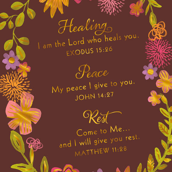 Floral Wreath Praying for You Religious Get Well Card, , large image number 4