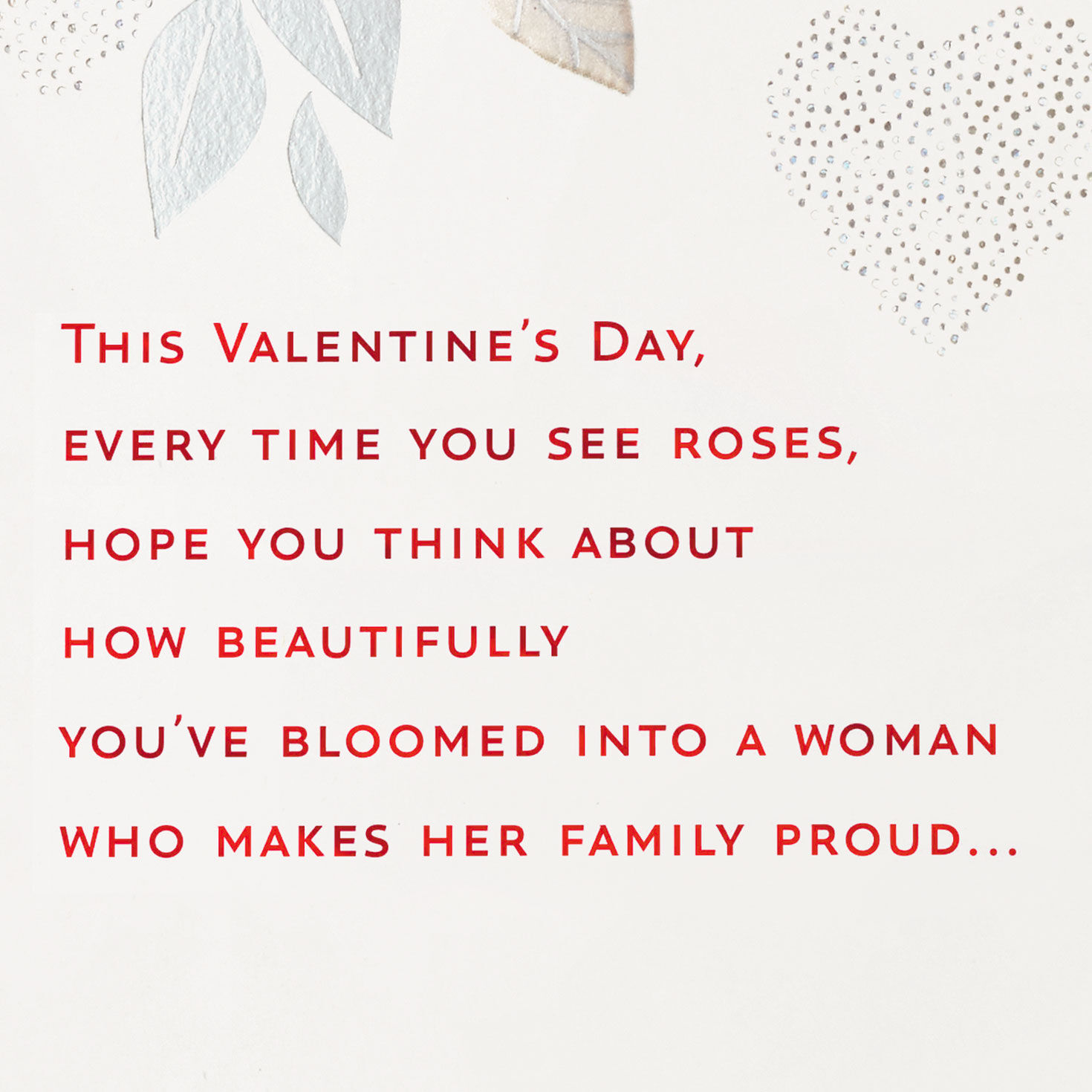 Roses and Silver Granddaughter Valentines Day Card Sentiment image number 2
