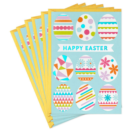 Colorful Patterned Eggs Easter Cards, Pack of 6, 