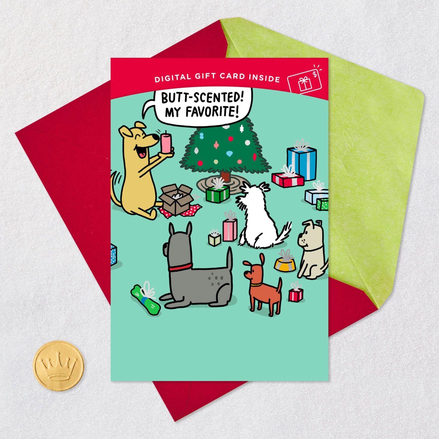 Dog Opening Presents Gift Card Greeting Funny Christmas Card, , large image number 8