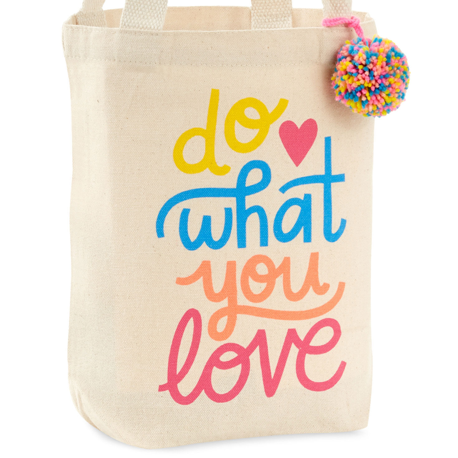Colorful Message Canvas Tote Gift Bag upclose detail image number 5