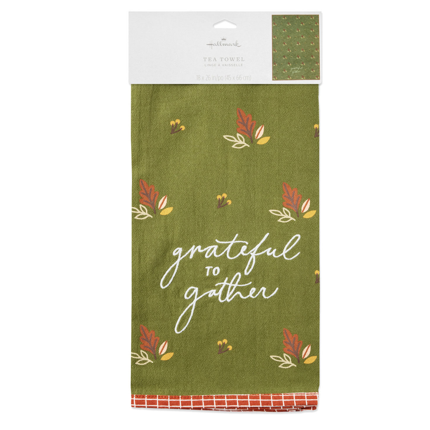 Green With Leaves Autumn Tea Towel package front image number 5