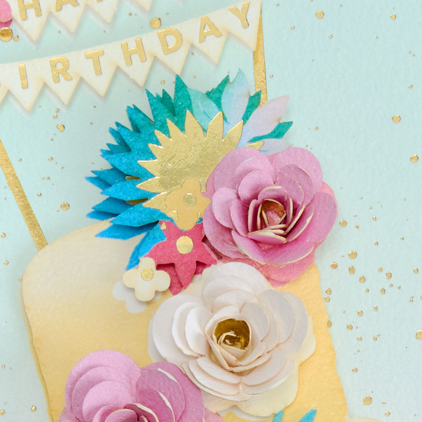 Layer Cake and Flowers Birthday Card Card Cover Detail image number 4