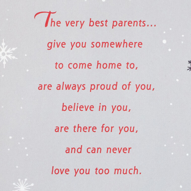 Deer and Cabin in Snowy Forest Parents Christmas Card Sentiment image number 2