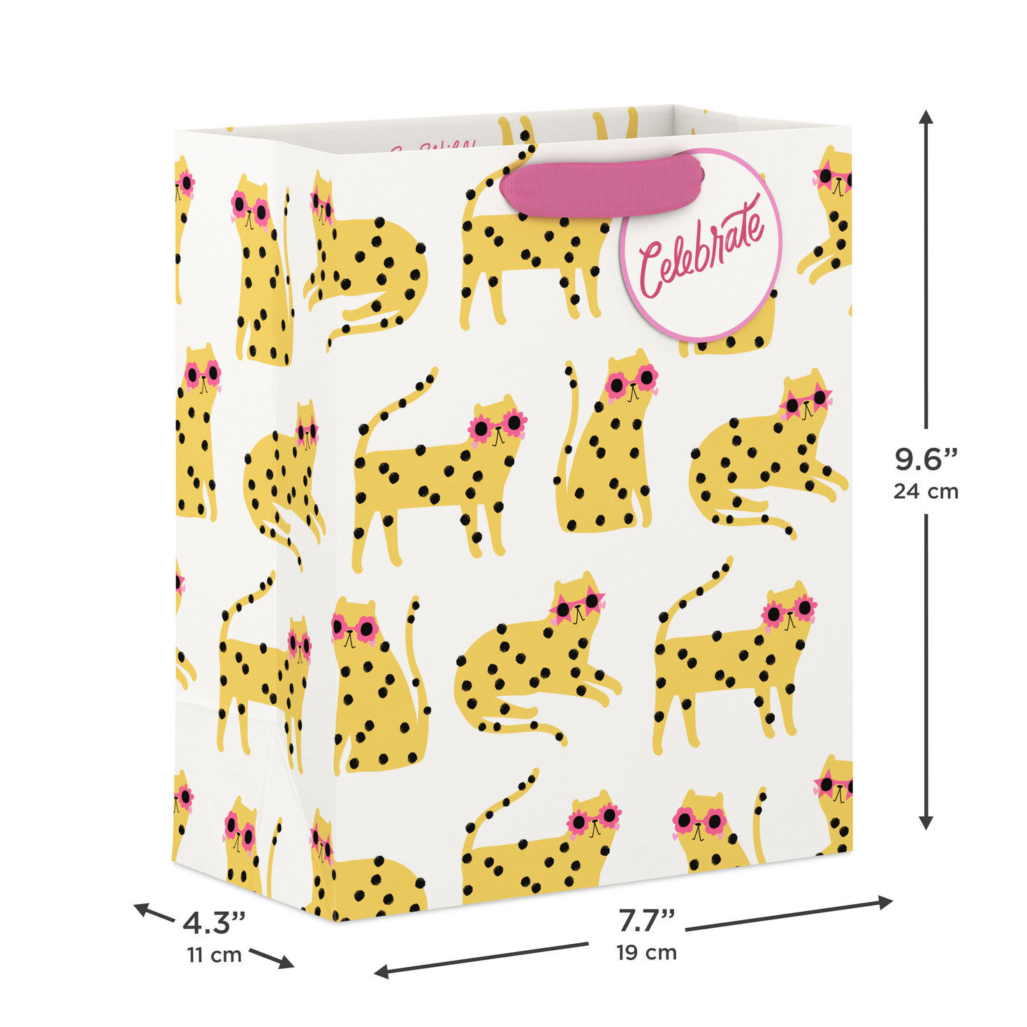 Polka-Dot Cats Wearing Sunnies Medium Gift Bag measurement image number 3