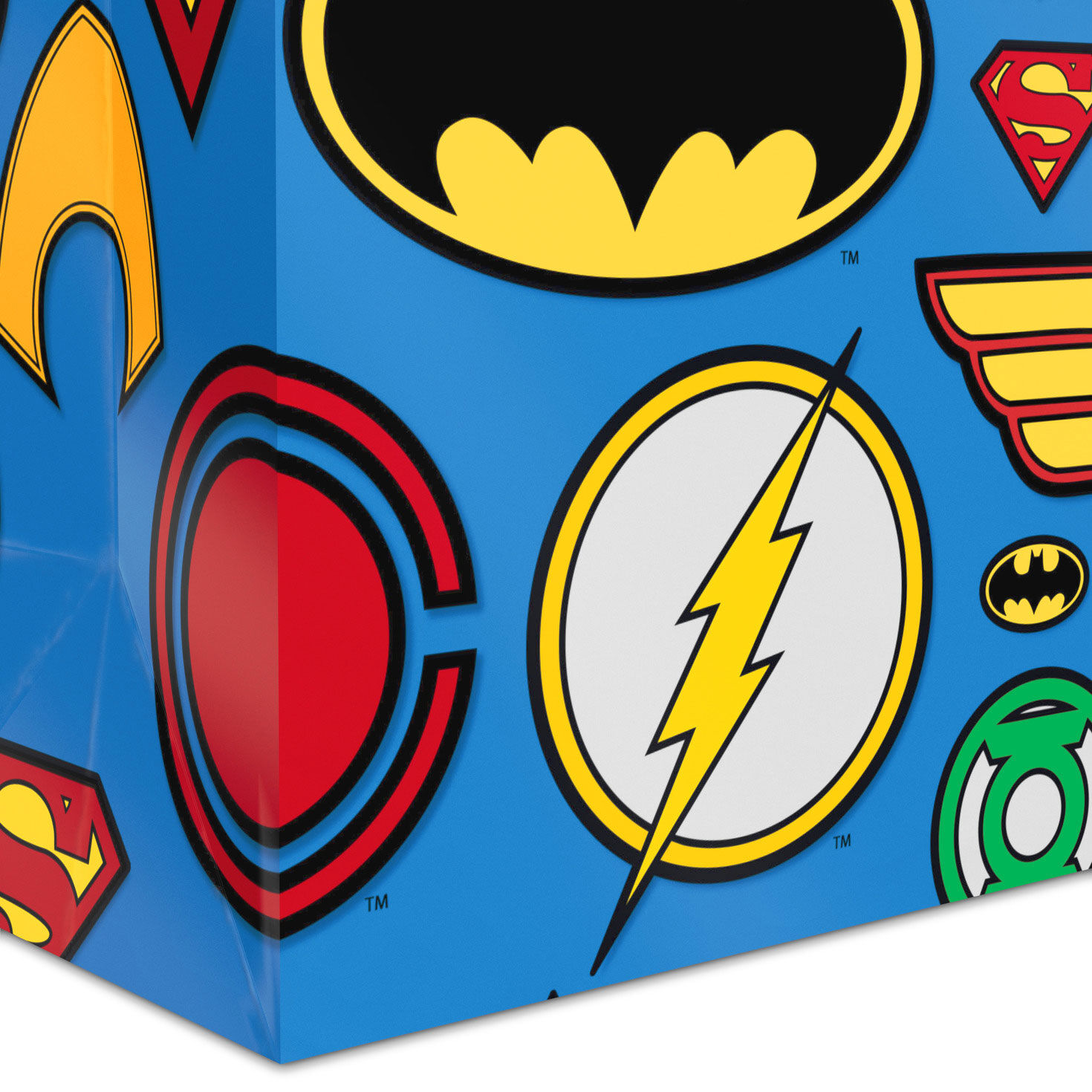DC Comics Super Hero Logos on Blue Medium Gift Bag Base/Side Detail image number 5