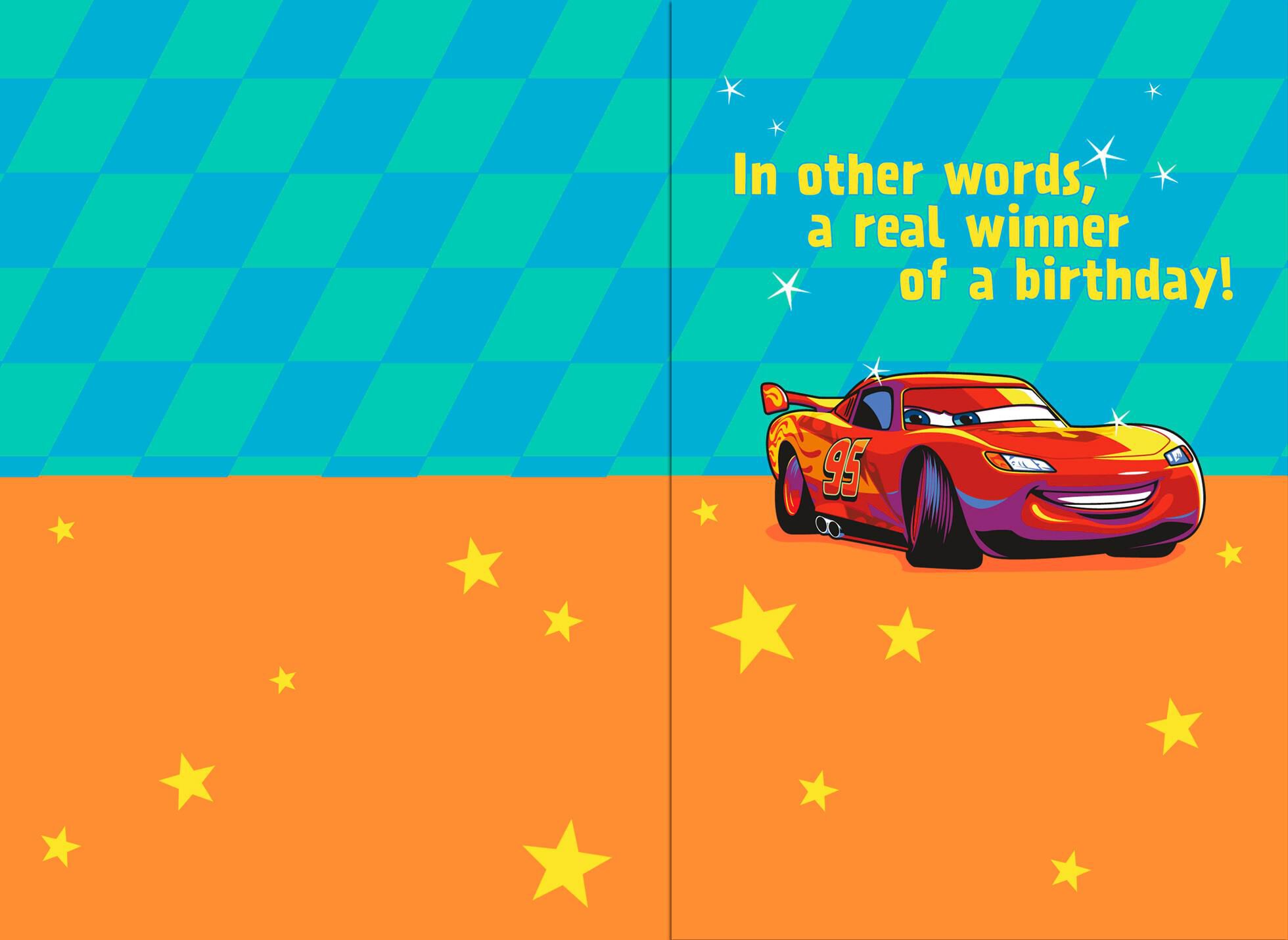 Disney/Pixar Cars Lightning McQueen Winner Birthday Sound Card